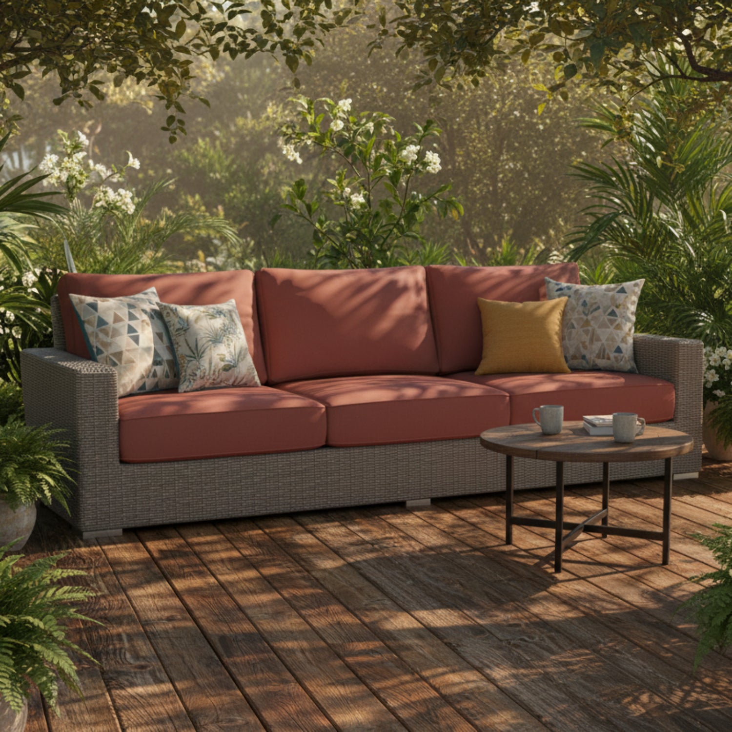 Sunset West Coronado Canvas Henna w/Self Welt Outdoor Sofa