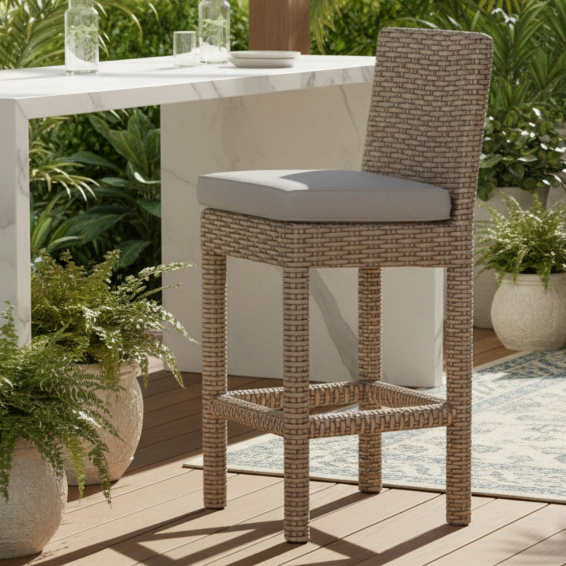 Sunset West Coronado Canvas Granite w/Self Welt Outdoor Counter Stool Set of 2