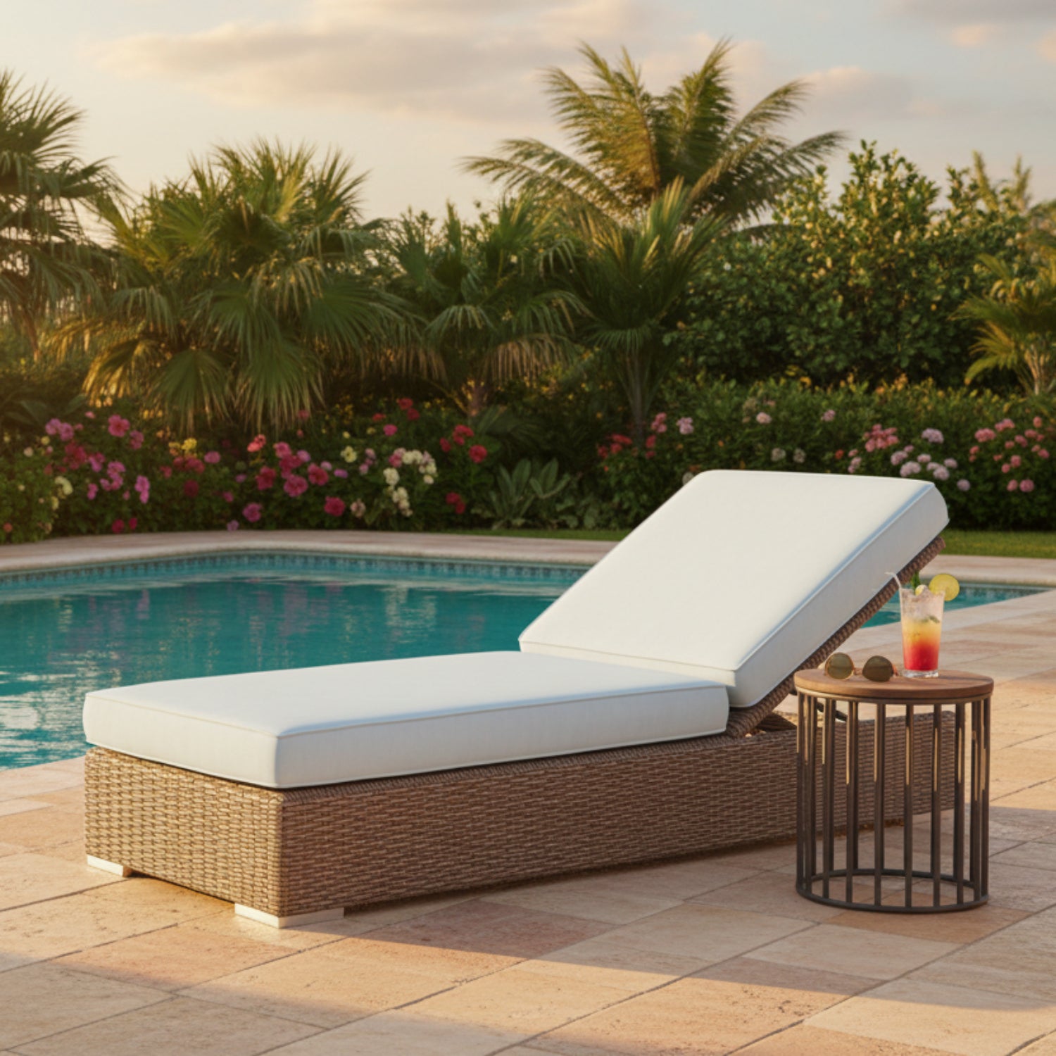 Sunset West Coronado Canvas Skyline w/Self Welt Outdoor Adjustable Chaise