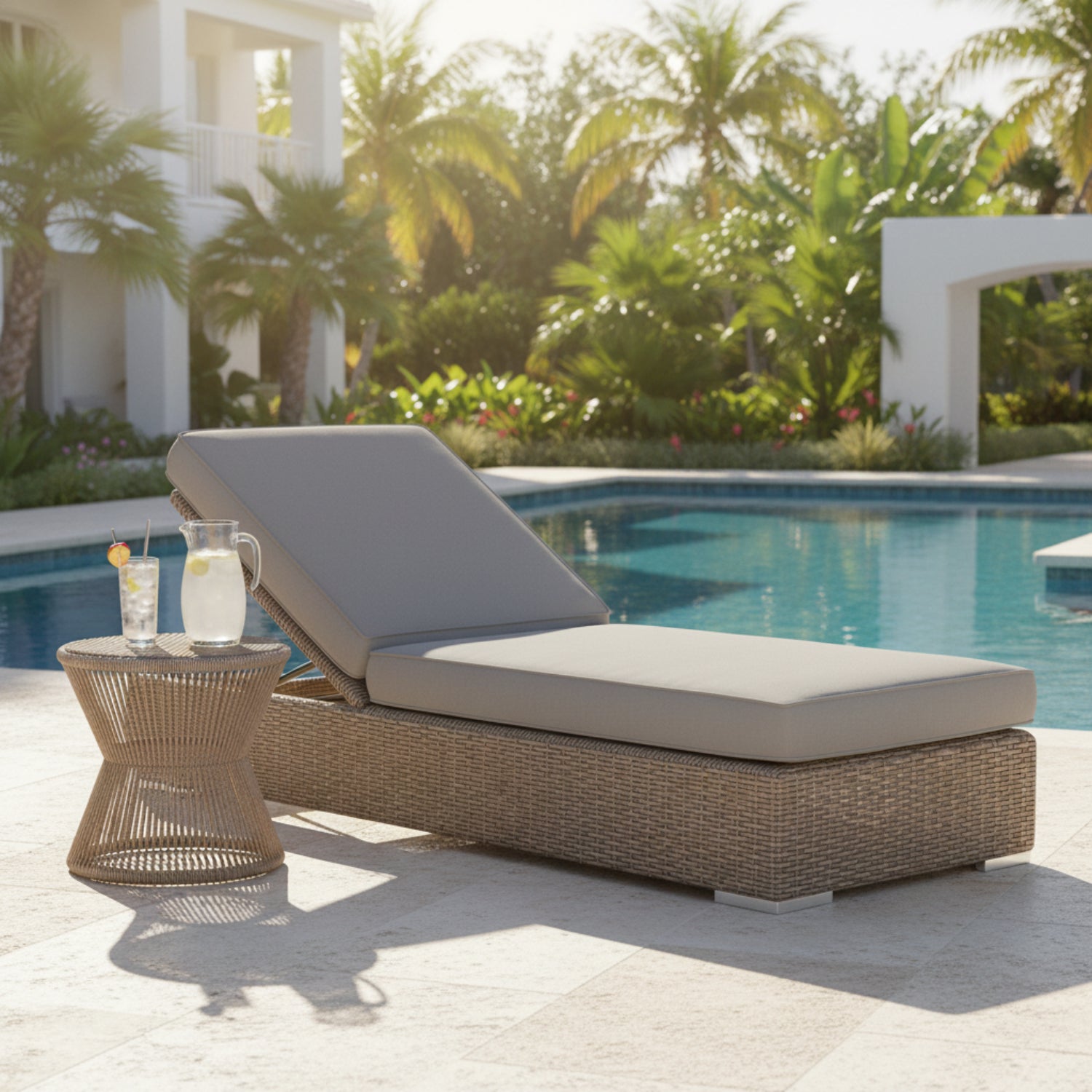 Sunset West Coronado Canvas Granite w/Self Welt Outdoor Adjustable Chaise