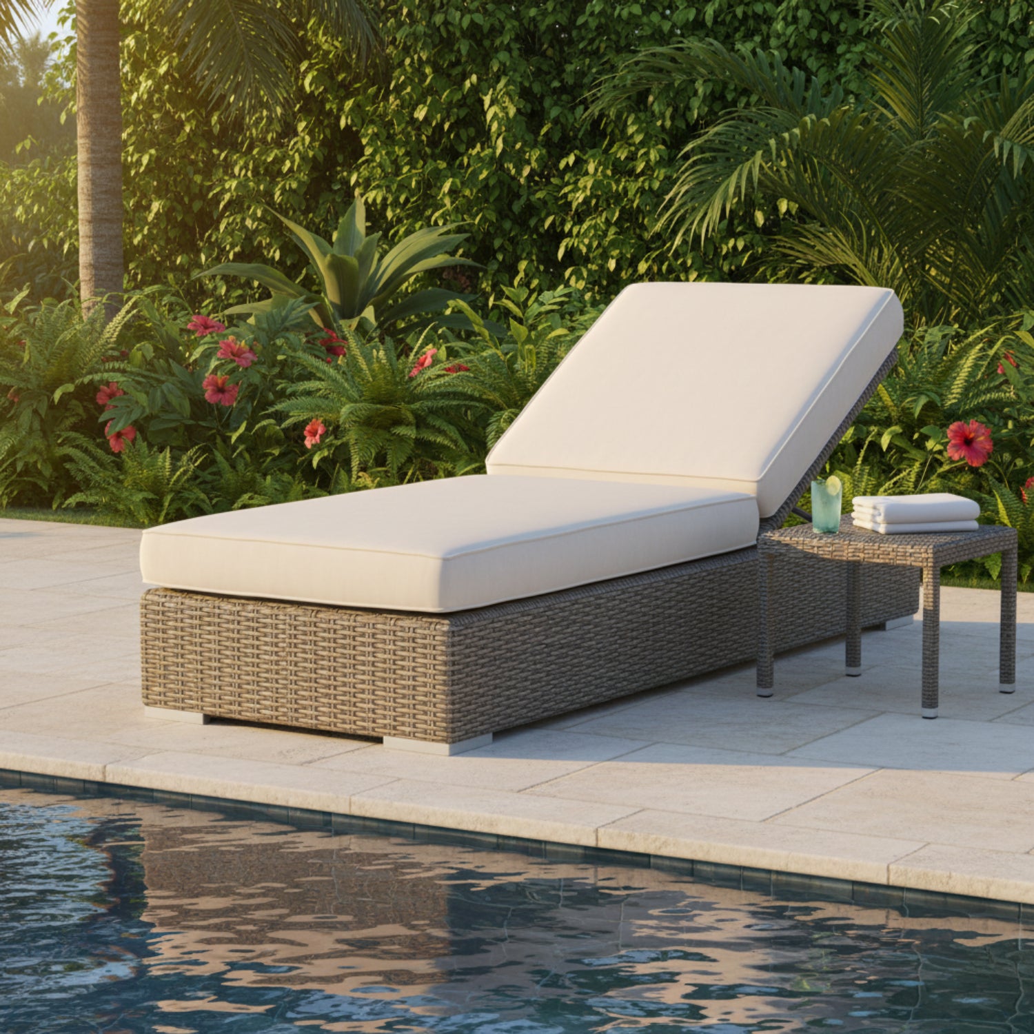 Sunset West Coronado Canvas Natural w/Self Welt Outdoor Adjustable Chaise