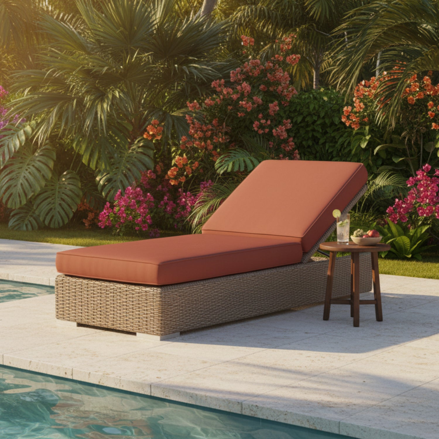 Sunset West Coronado Canvas Henna w/Self Welt Outdoor Adjustable Chaise