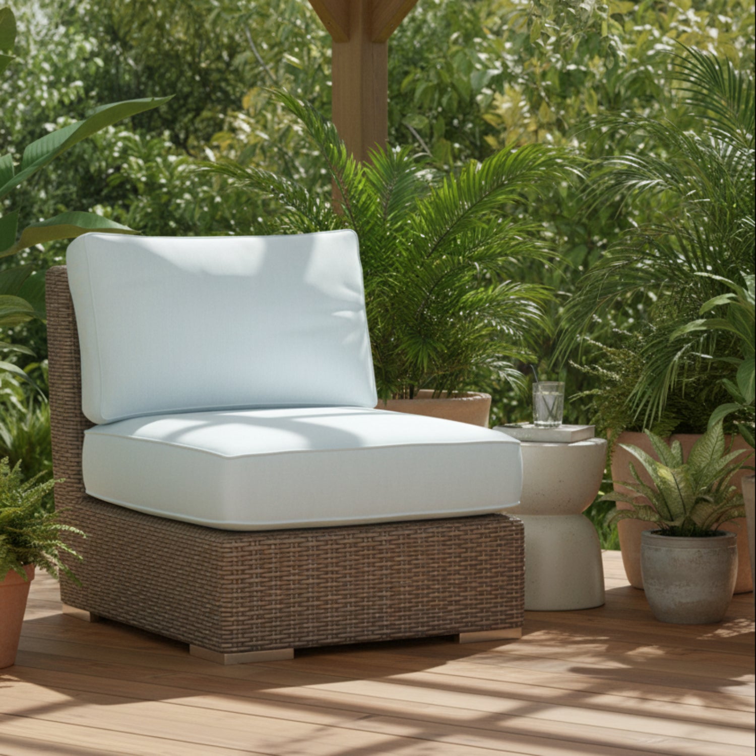 Sunset West Coronado Canvas Skyline w/Self Welt Outdoor Armless Club Chair
