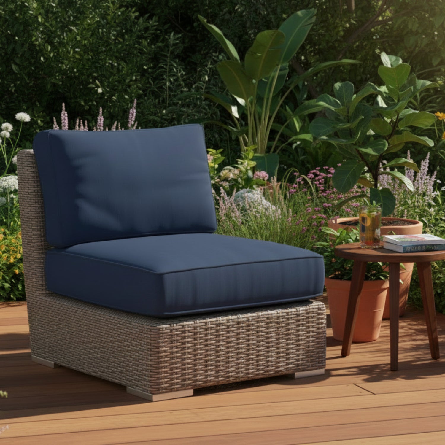 Sunset West Coronado Spectrum Indigo w/Self Welt Outdoor Armless Club Chair