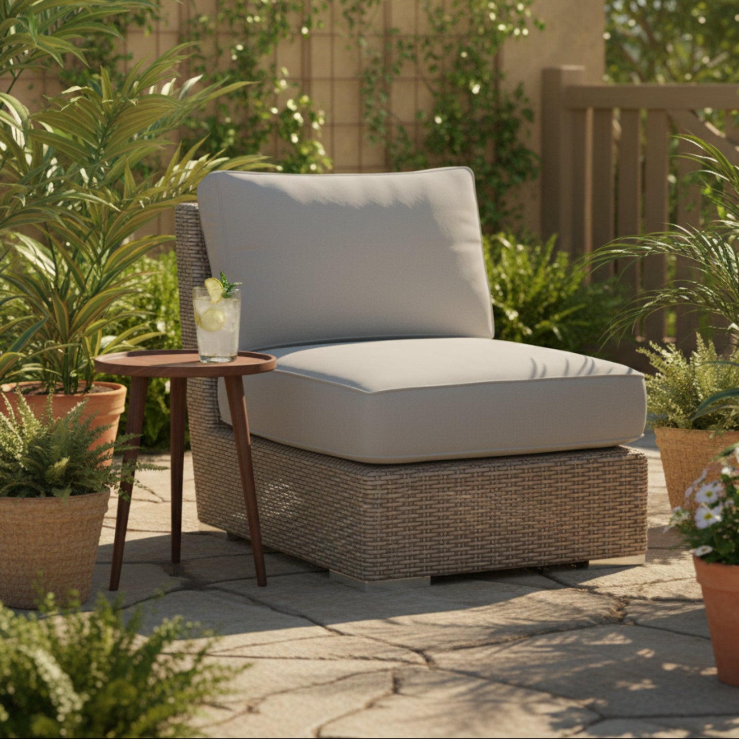 Sunset West Coronado Canvas Granite w/Self Welt Outdoor Armless Club Chair