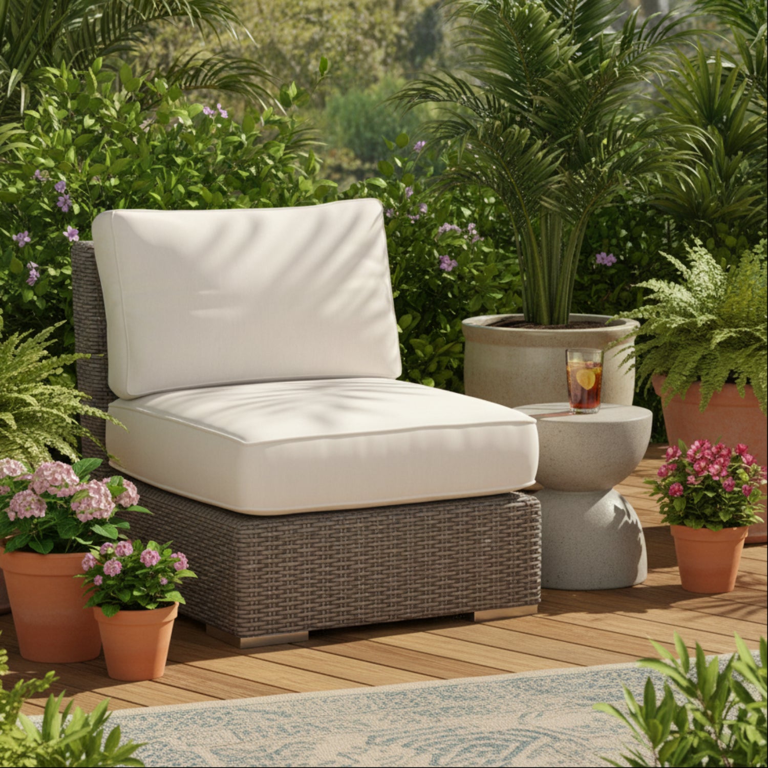Sunset West Coronado Canvas Natural w/Self Welt Outdoor Armless Club Chair