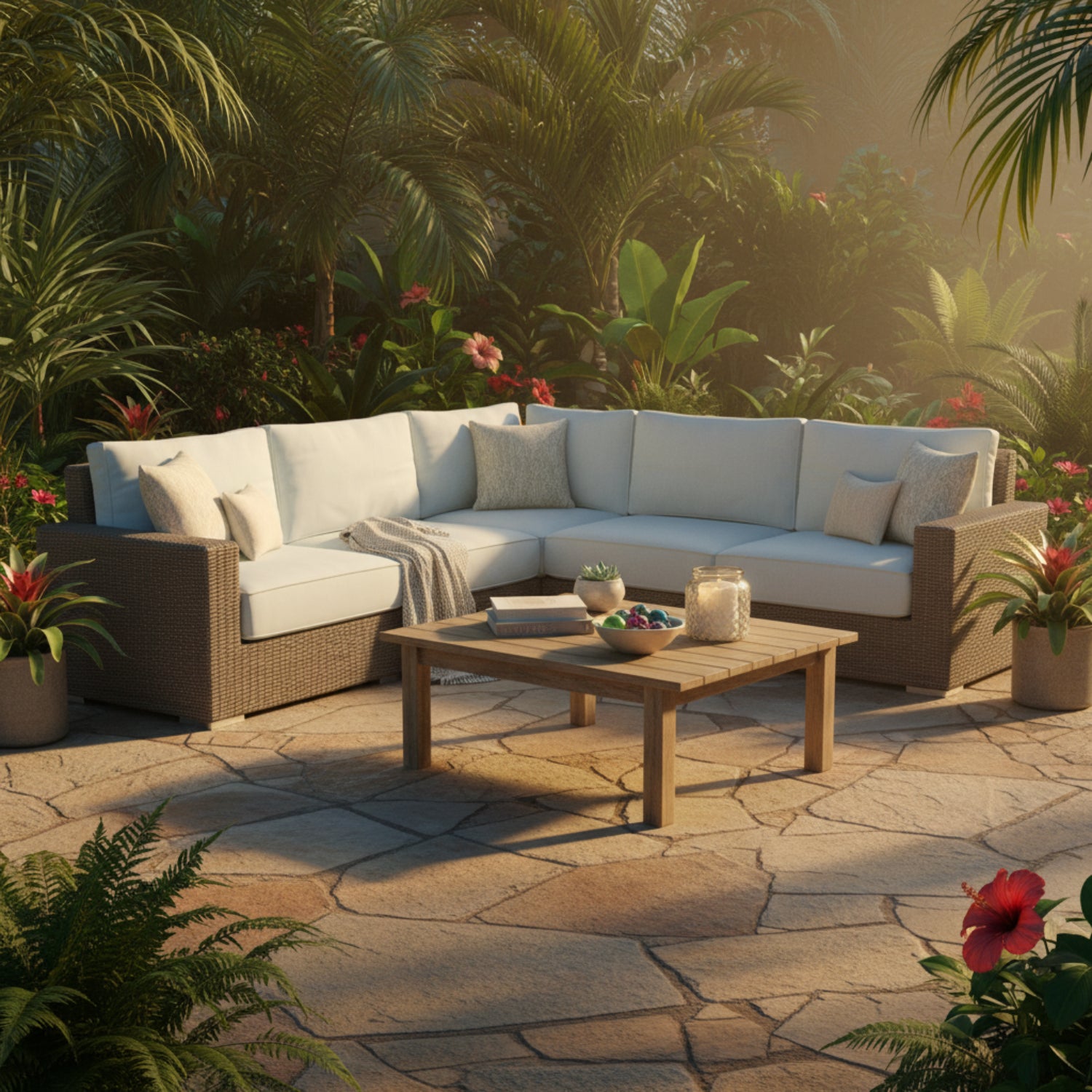 Sunset West Coronado Canvas Skyline w/Self Welt Outdoor Sectional