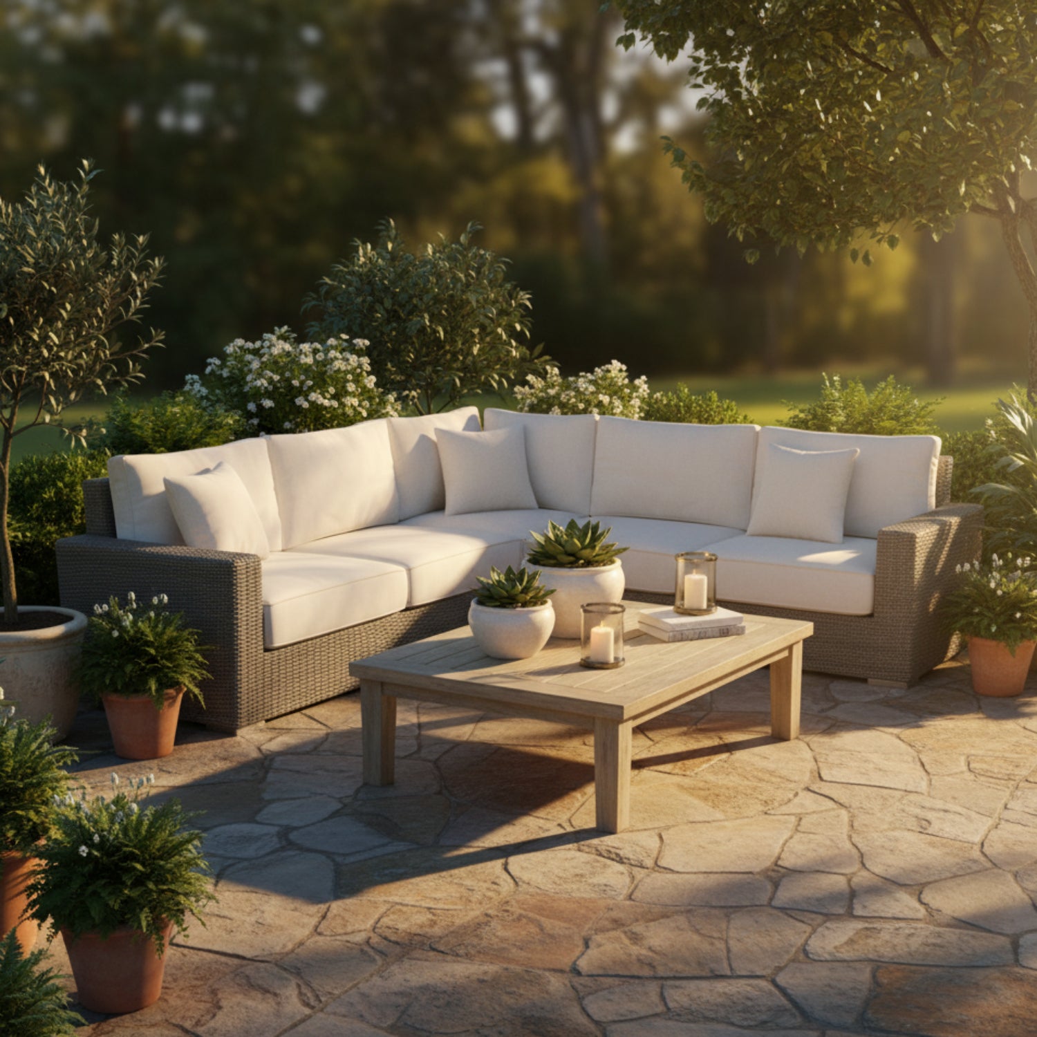 Sunset West Coronado Canvas Natural w/Self Welt Outdoor Sectional