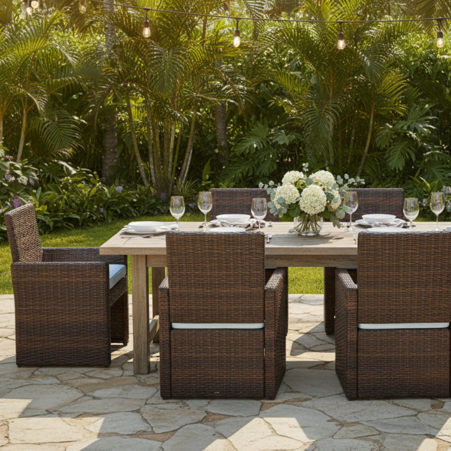 Sunset West Montecito Canvas Skyline w/Self Welt Outdoor Dining Chair Set of 2