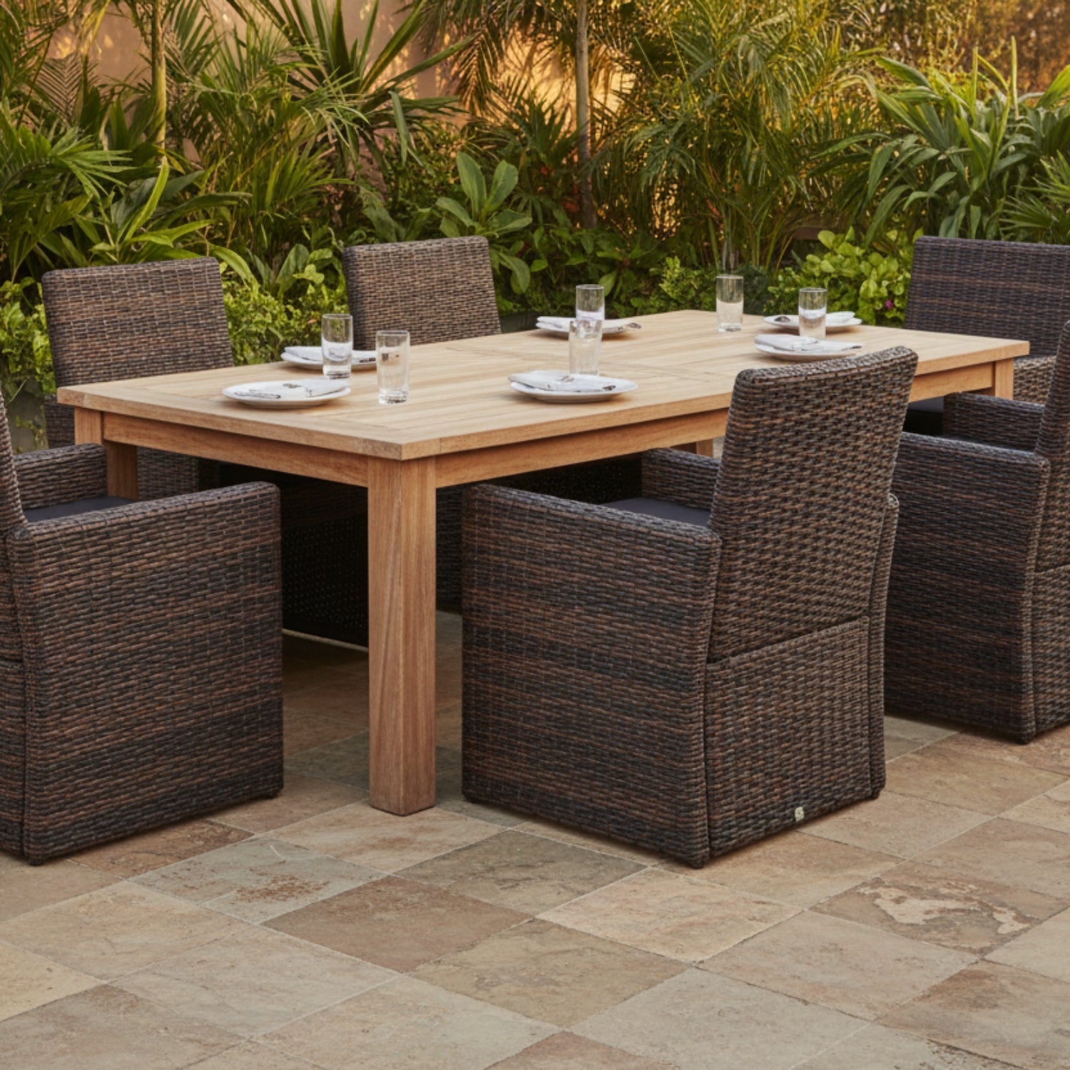 Sunset West Montecito Spectrum Carbon w/Self Welt Outdoor Dining Chair Set of 2