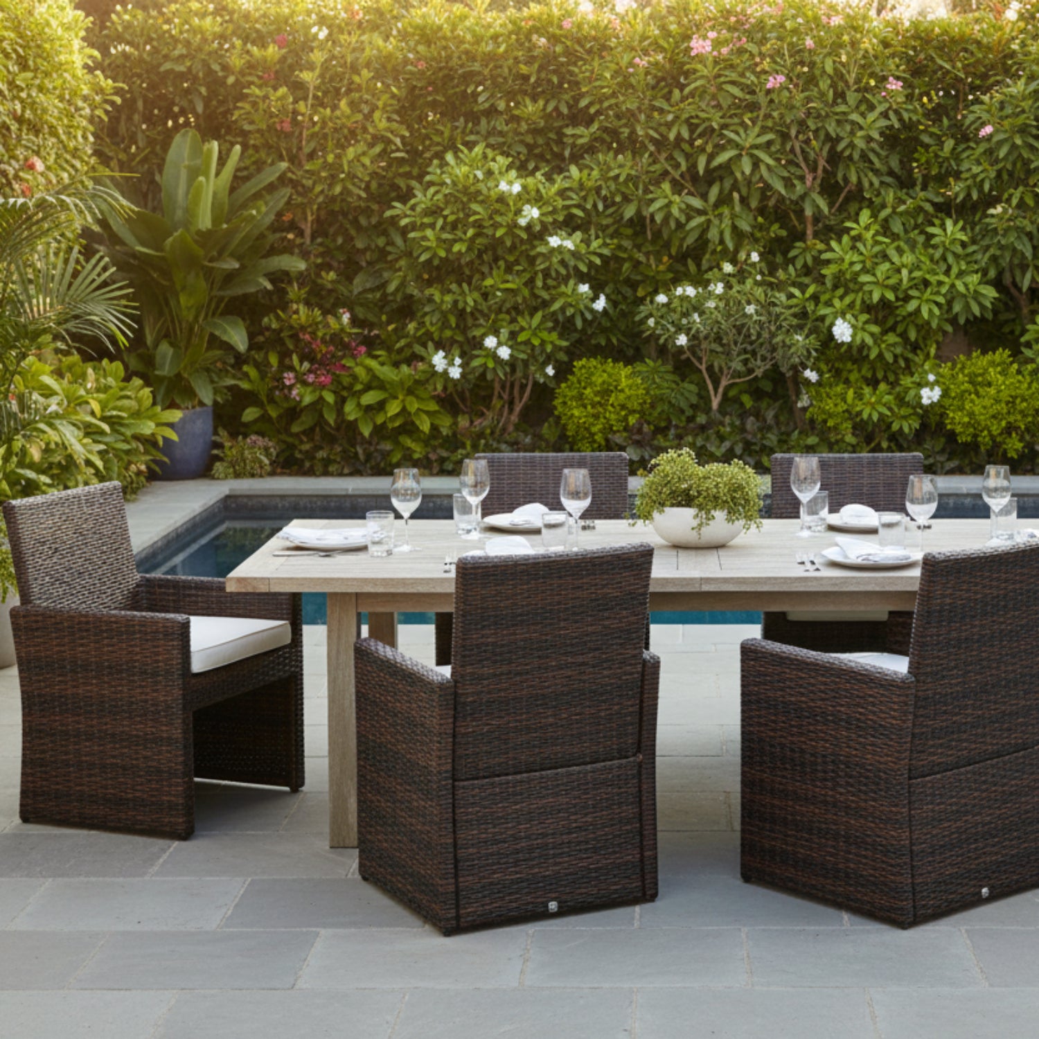 Sunset West Montecito Canvas Natural w/Self Welt Outdoor Dining Chair Set of 2