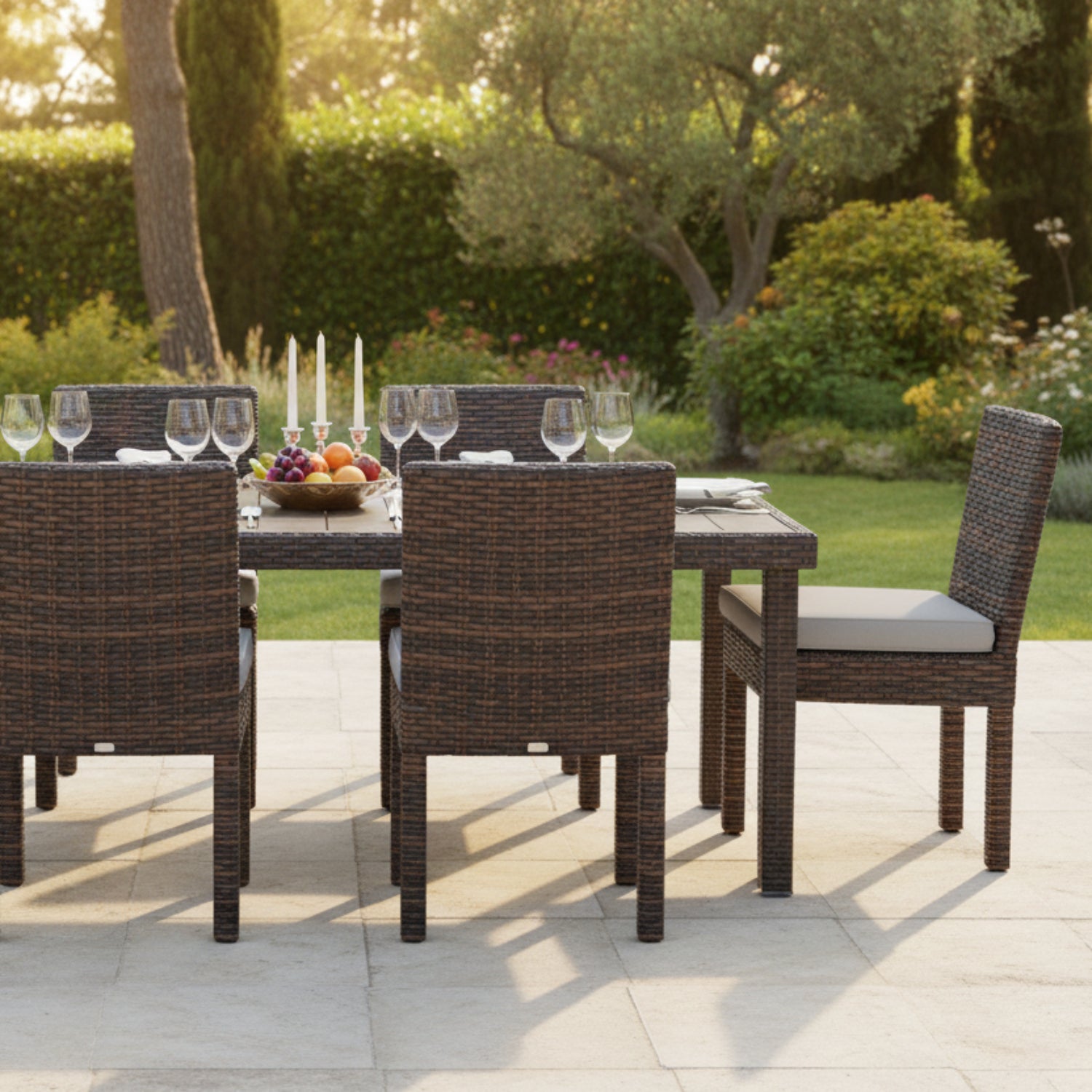 Sunset West Montecito Canvas Granite w/Self Welt Outdoor Armless Dining Chair Set of 2