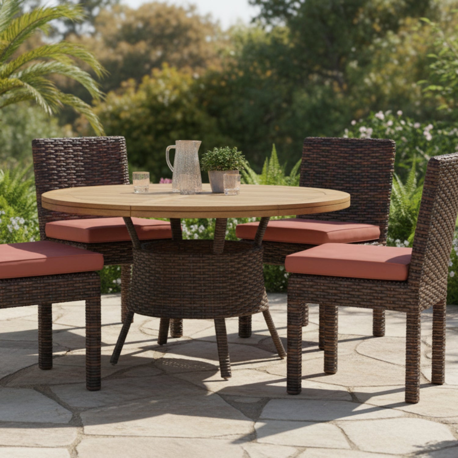 Sunset West Montecito Canvas Henna w/Self Welt Outdoor Armless Dining Chair Set of 2