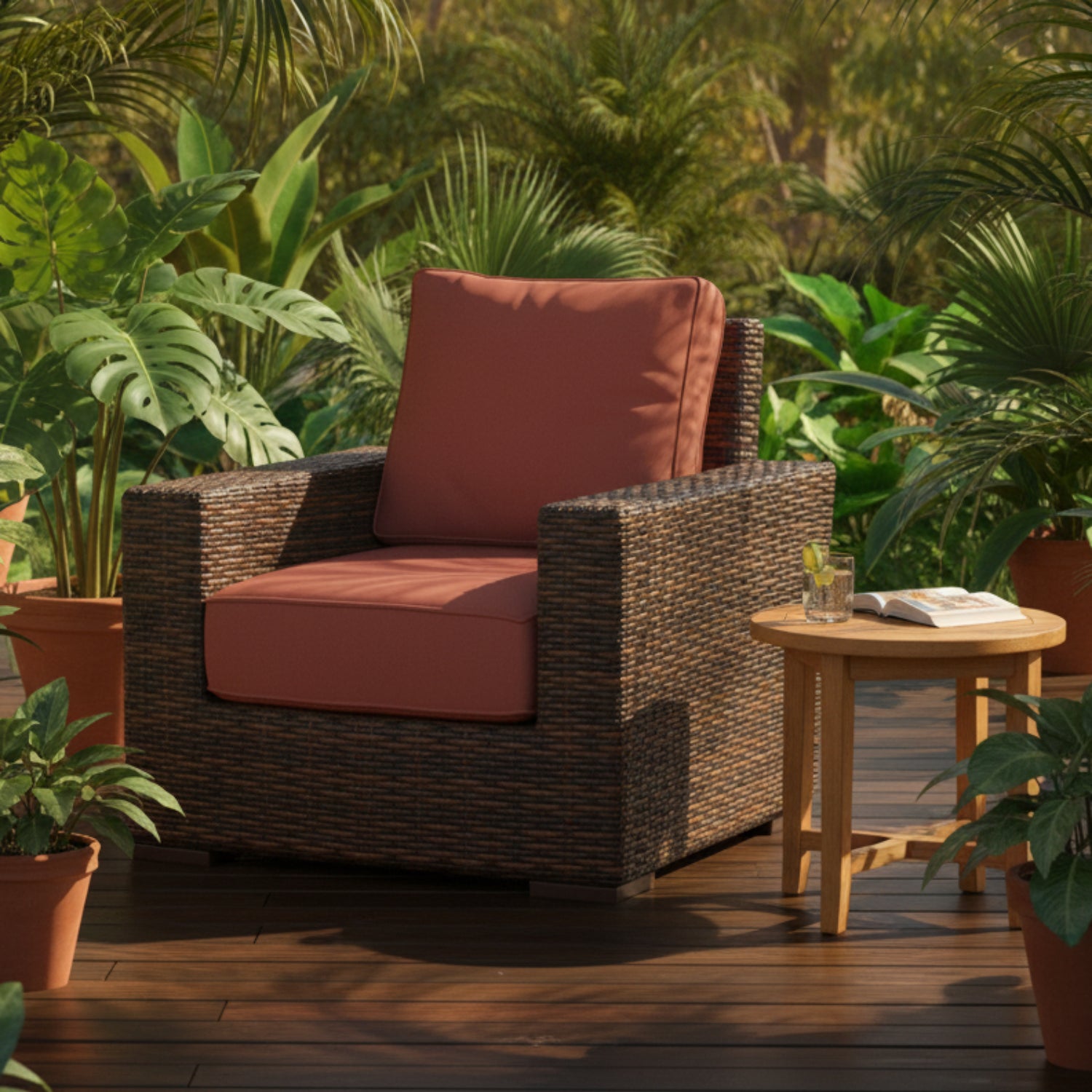 Sunset West Montecito Canvas Henna w/Self Welt Outdoor Club Chair