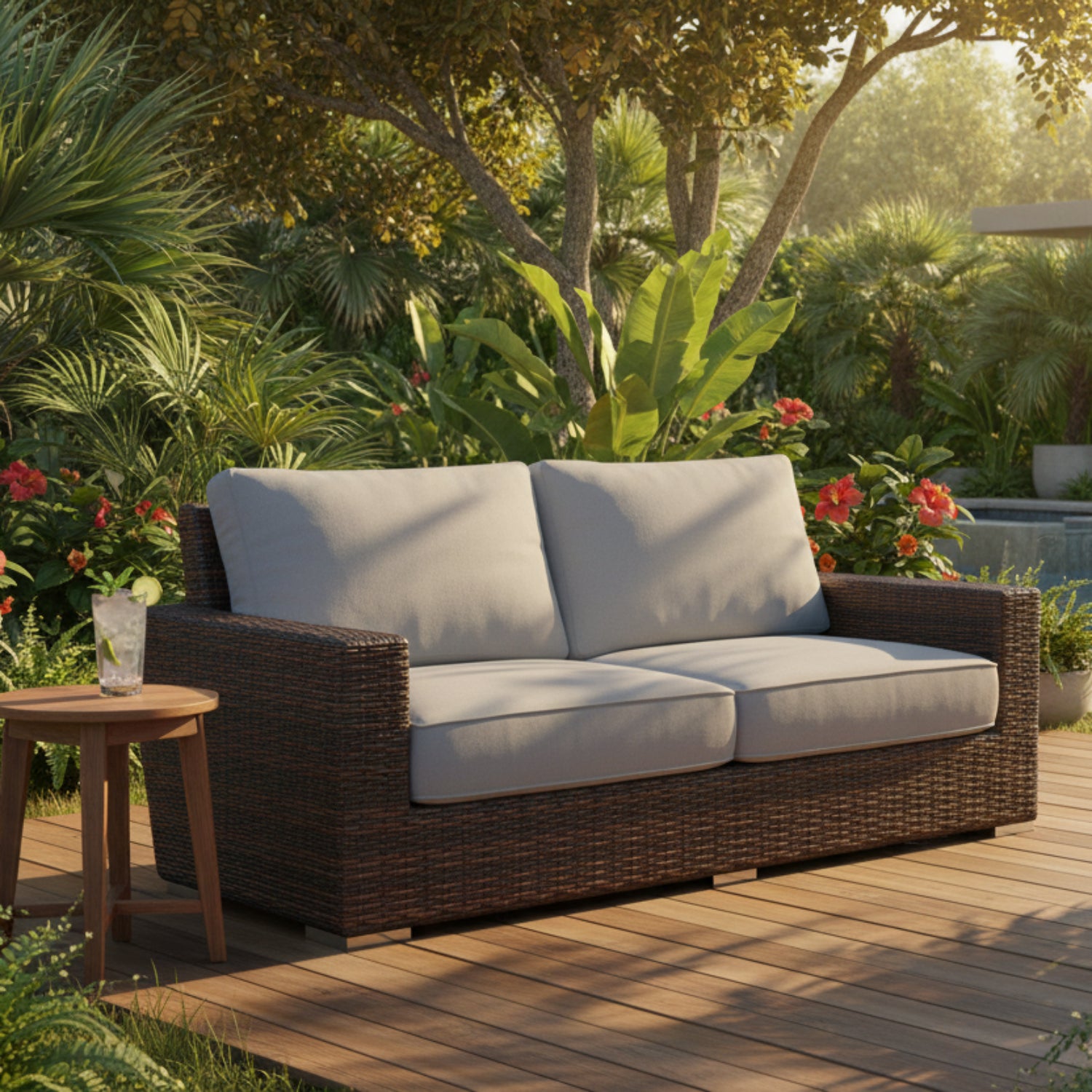 Sunset West Montecito Canvas Granite w/Self Welt Outdoor Loveseat
