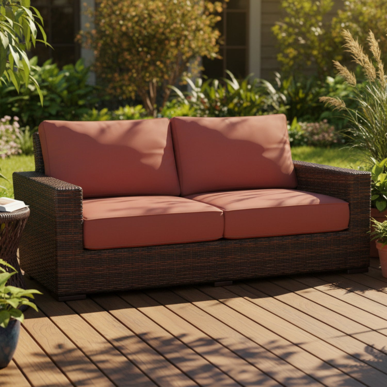 Sunset West Montecito Canvas Henna w/Self Welt Outdoor Loveseat