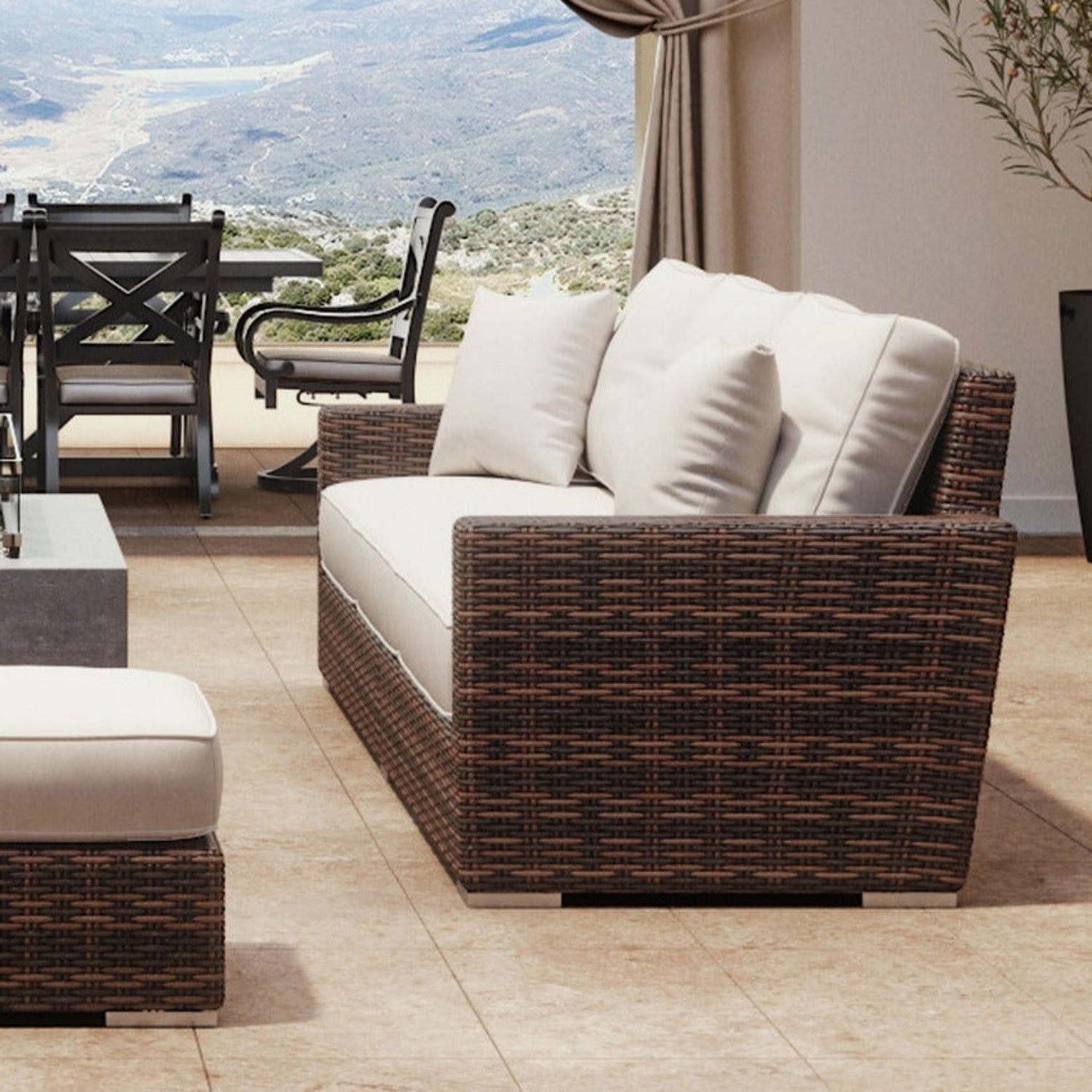Sunset West Montecito Canvas Natural w/Self Welt Outdoor Sofa