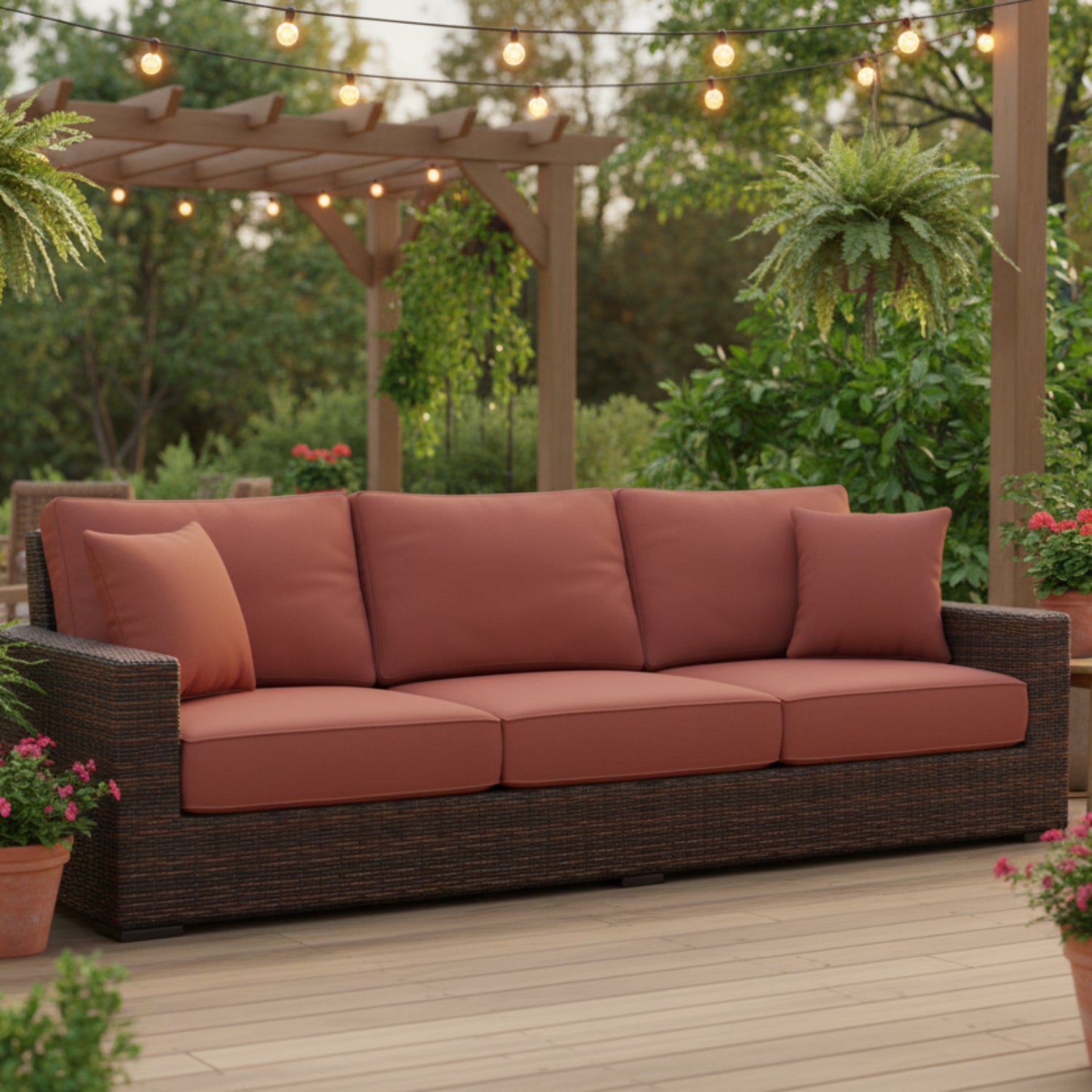 Sunset West Montecito Canvas Henna w/Self Welt Outdoor Sofa