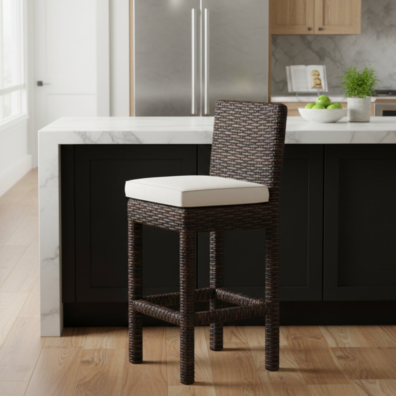 Sunset West Montecito Canvas Natural w/Self Welt Outdoor Counter Stool Set of 2
