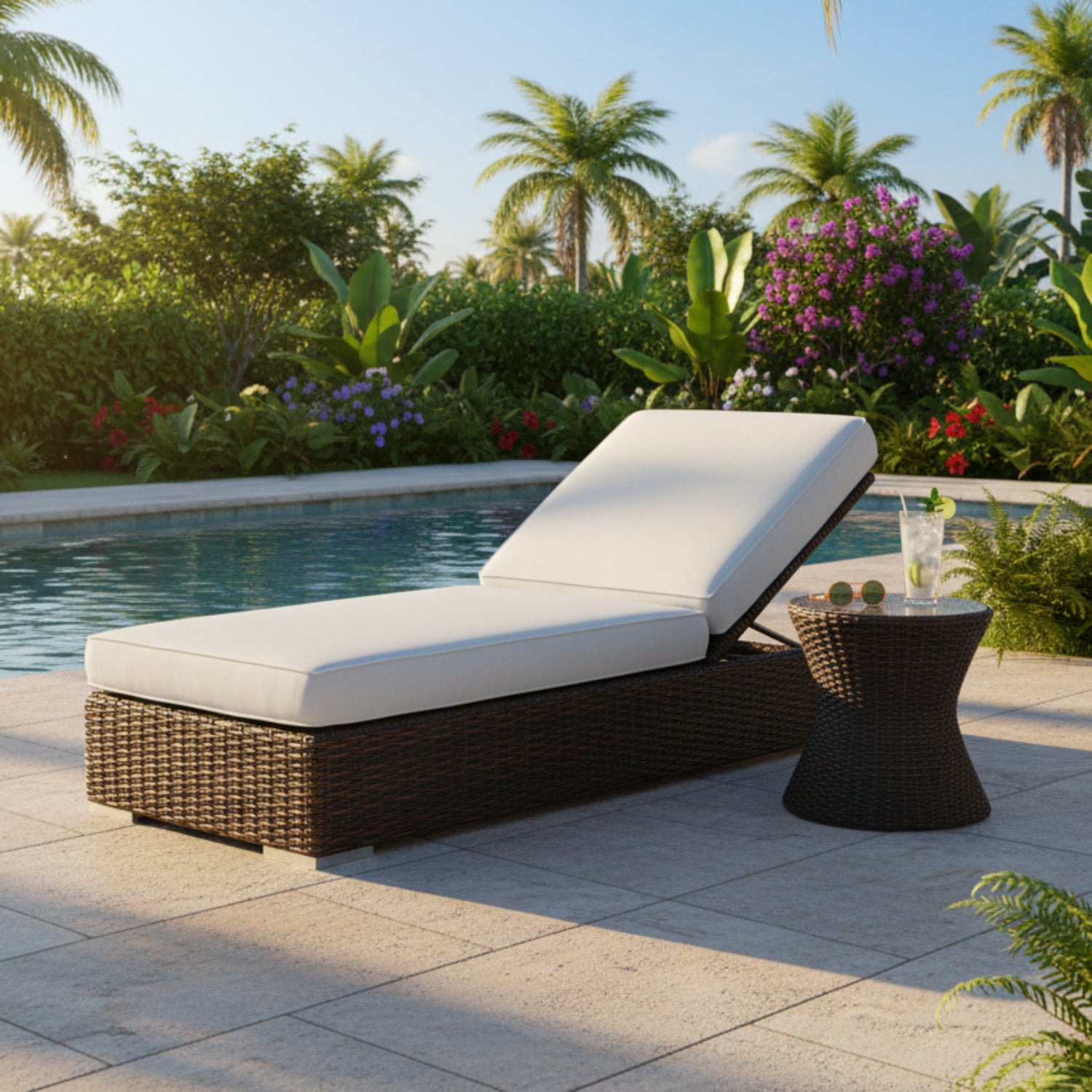 Sunset West Montecito Canvas Skyline w/Self Welt Outdoor Adjustable Chaise