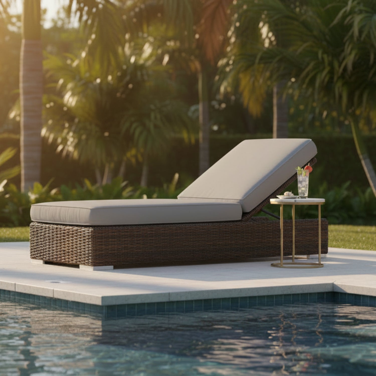 Sunset West Montecito Canvas Granite w/Self Welt Outdoor Adjustable Chaise