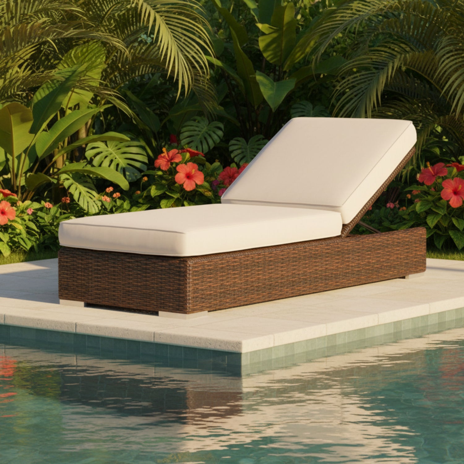 Sunset West Montecito Canvas Natural w/Self Welt Outdoor Adjustable Chaise