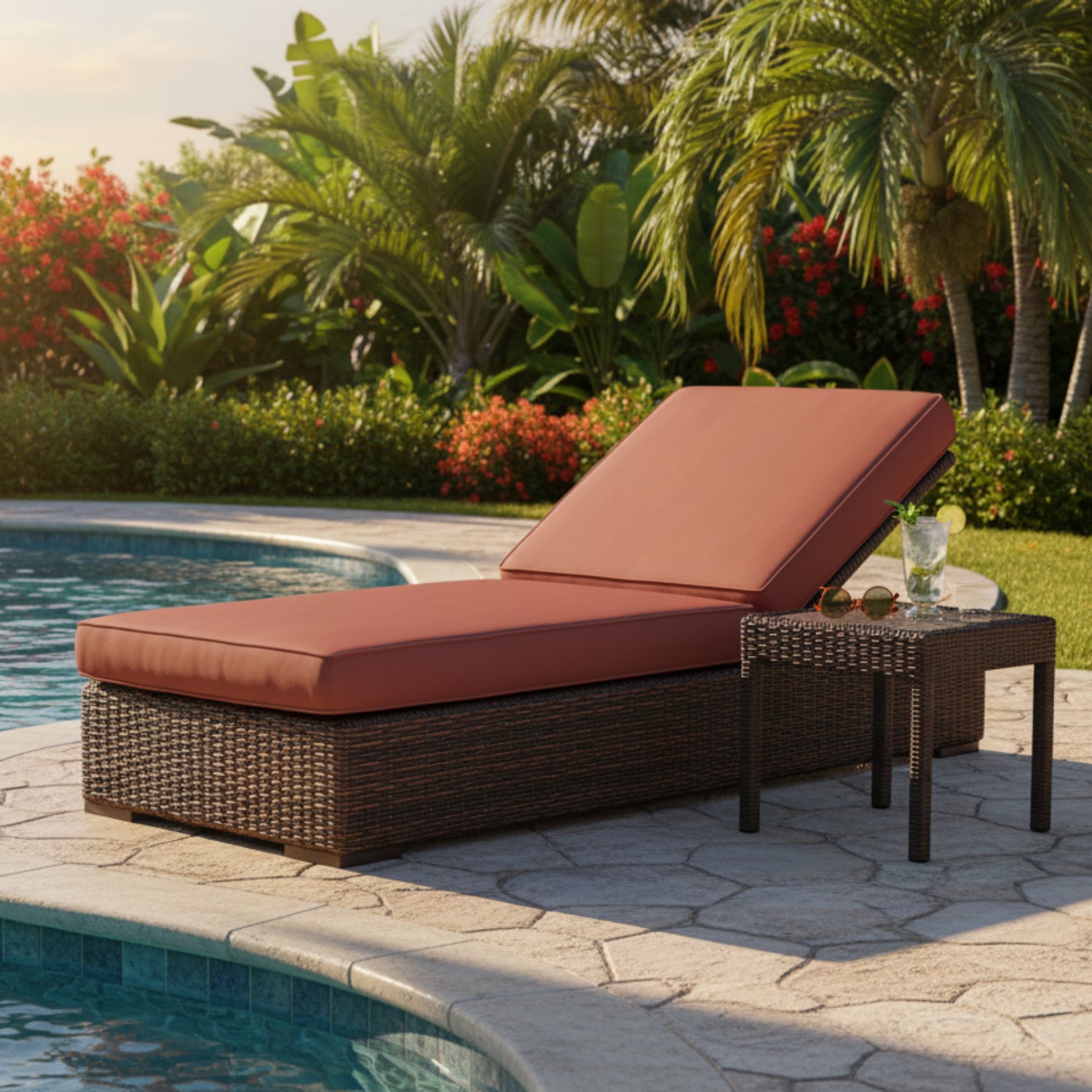 Sunset West Montecito Canvas Henna w/Self Welt Outdoor Adjustable Chaise
