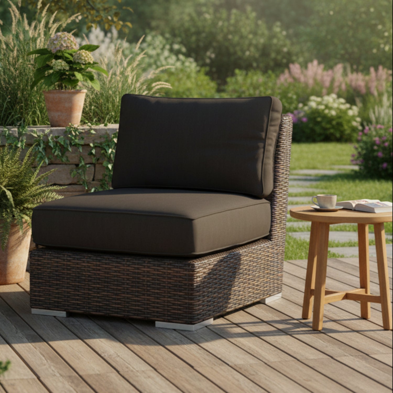 Sunset West Montecito Spectrum Carbon w/Self Welt Outdoor Armless Club Chair