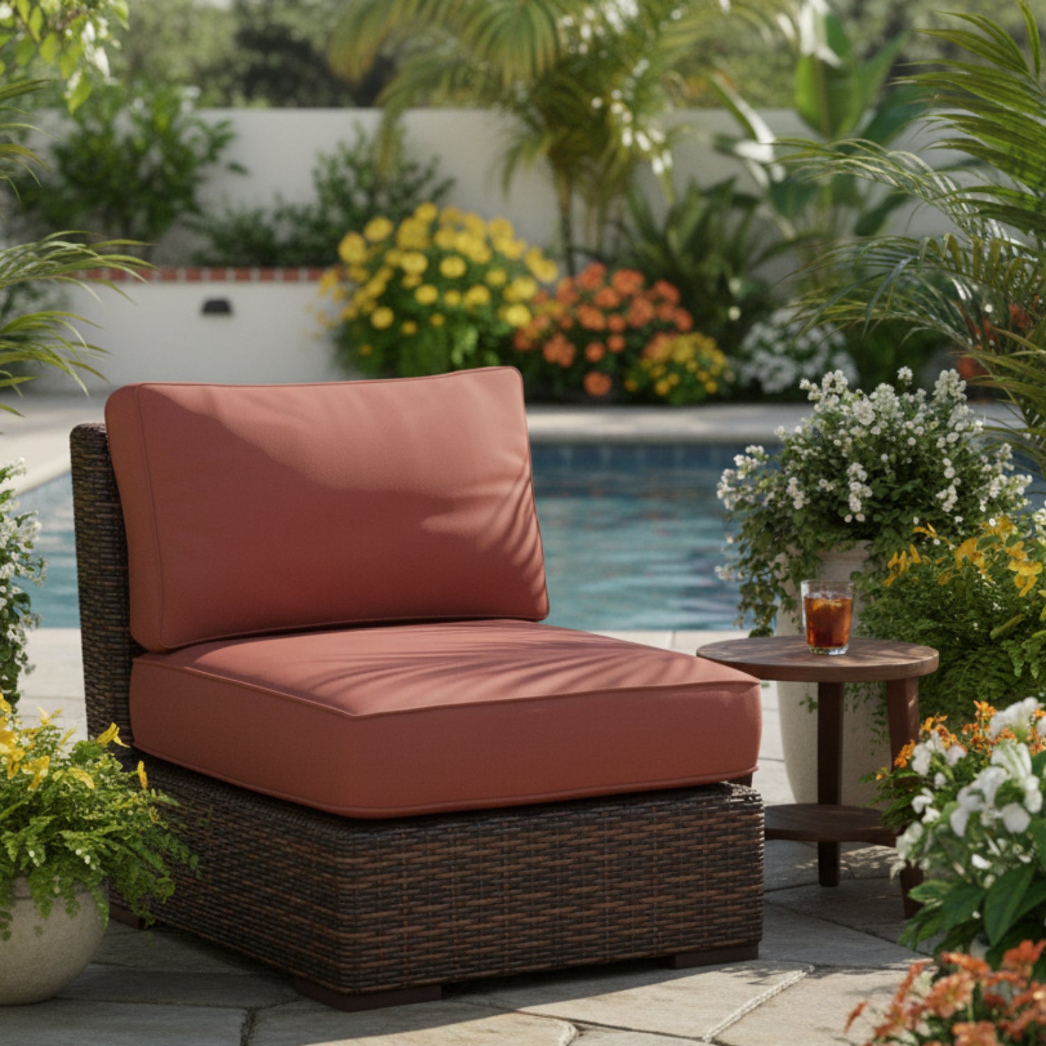 Sunset West Montecito Canvas Henna w/Self Welt Outdoor Armless Club Chair
