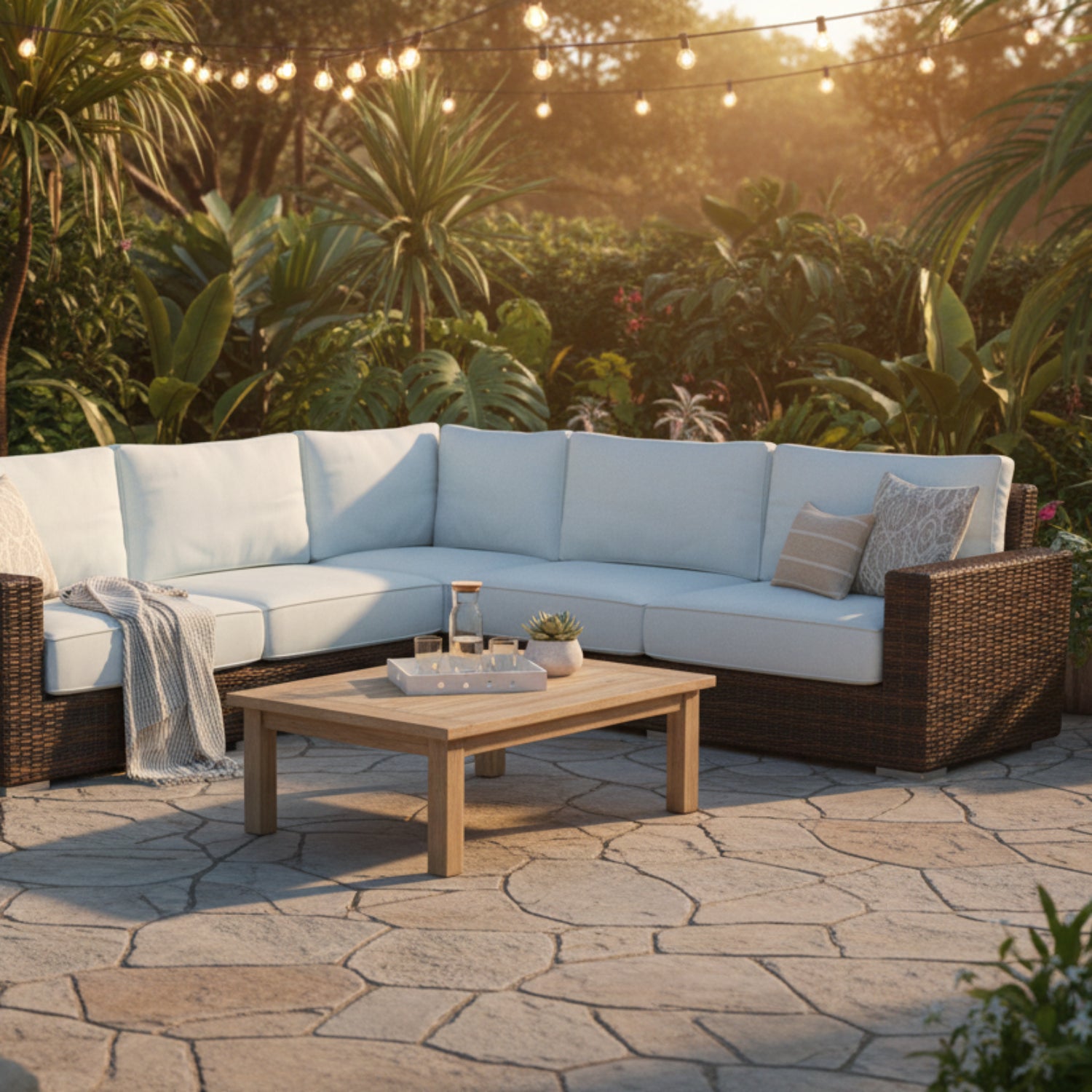 Sunset West Montecito Canvas Skyline w/Self Welt Outdoor Sectional