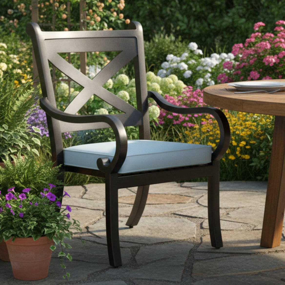 Sunset West Monterey Canvas Skyline w/Self Welt Outdoor Dining Chair Set of 2