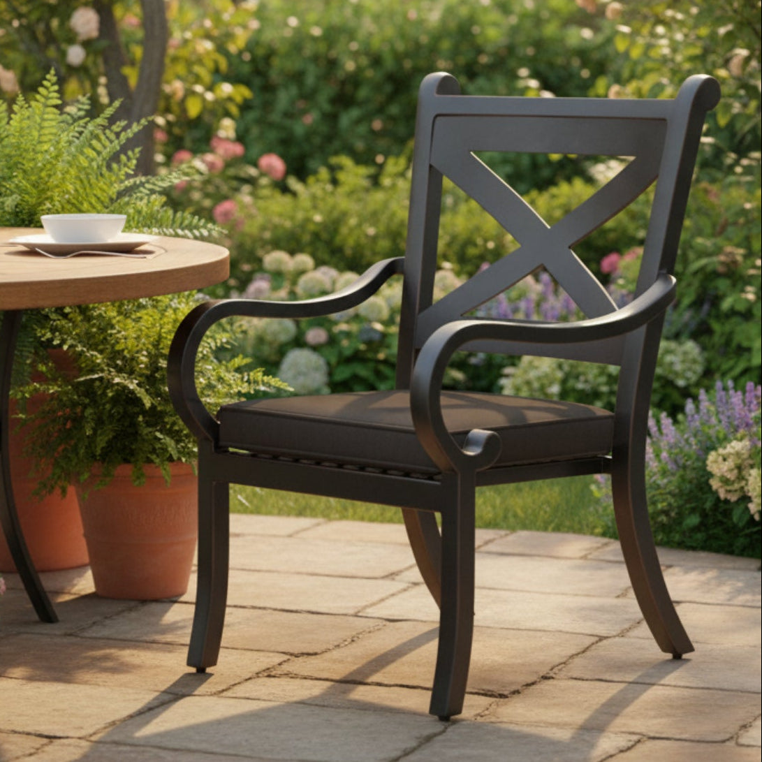 Sunset West Monterey Spectrum Carbon w/Self Welt Outdoor Dining Chair Set of 2