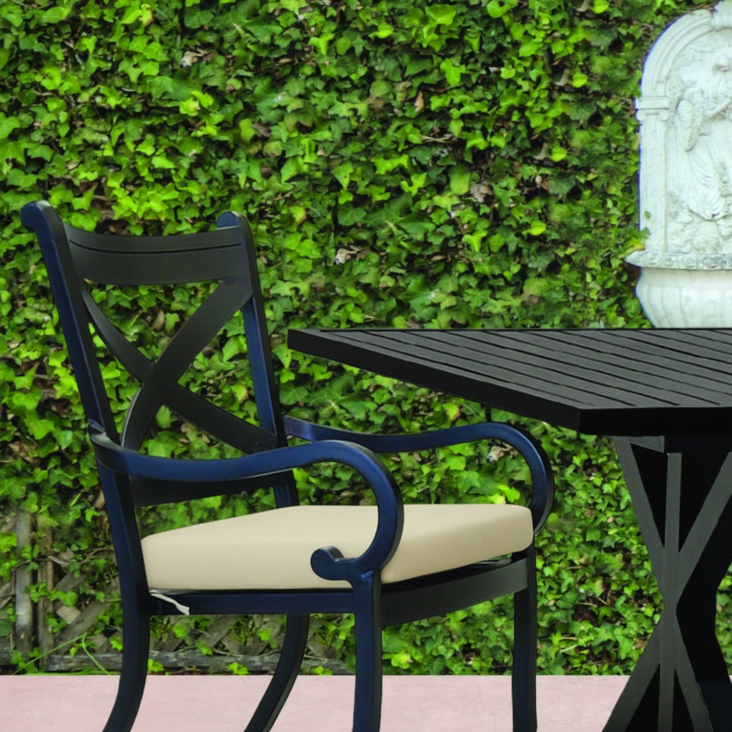 Sunset West Monterey Canvas Natural w/Self Welt Outdoor Dining Chair Set of 2