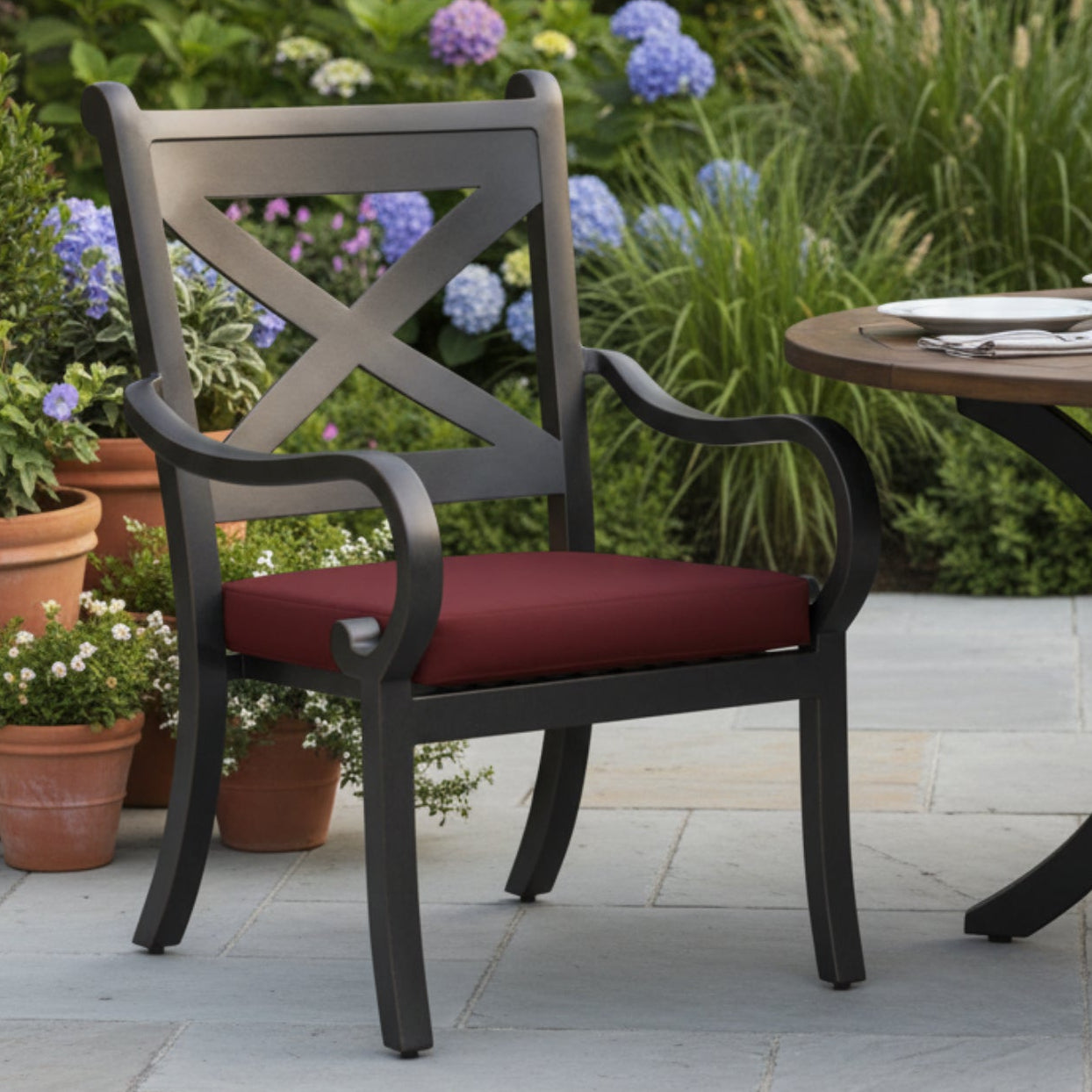 Sunset West Monterey Canvas Henna w/Self Welt Outdoor Dining Chair Set of 2