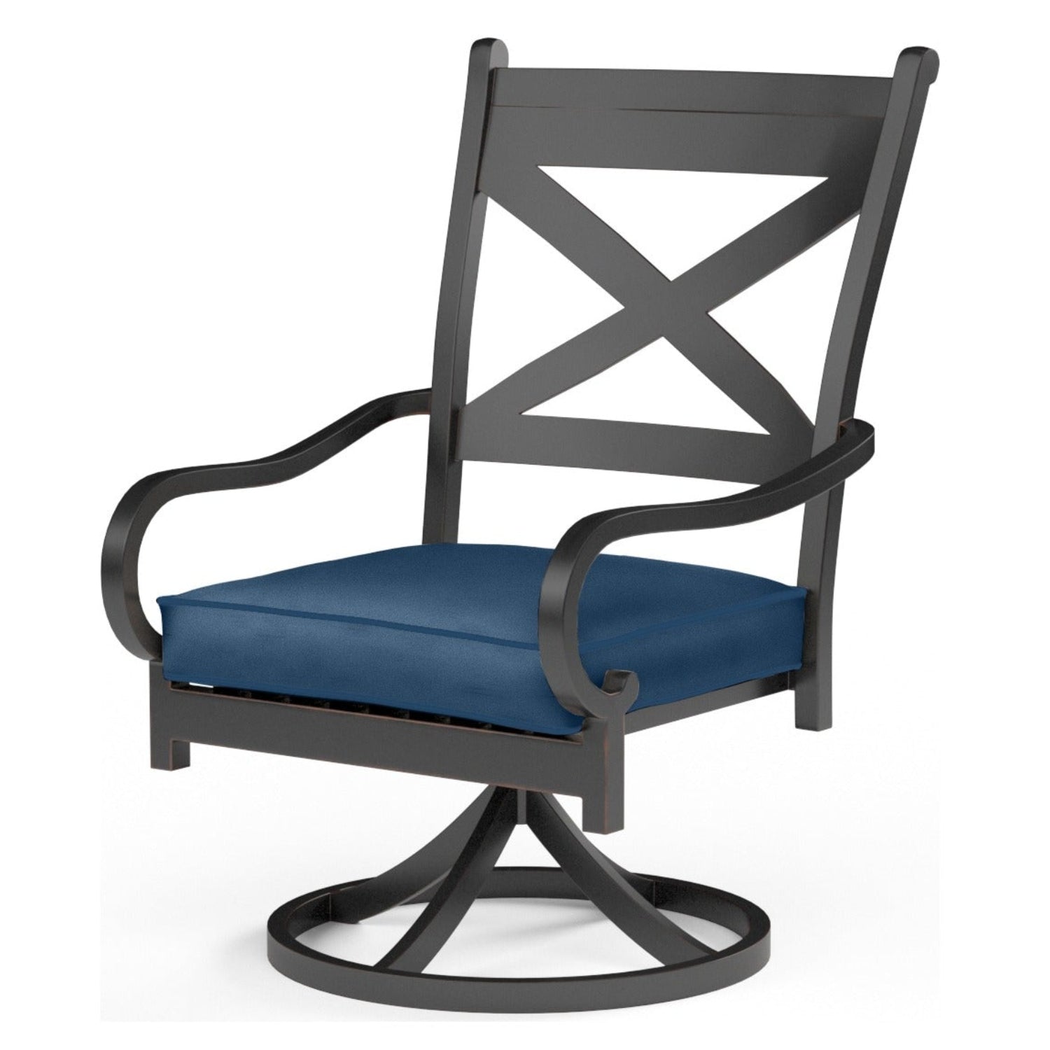 Sunset West Monterey Swivel Spectrum Indigo w/Self Welt Outdoor Swivel Dining Chair Set of 2