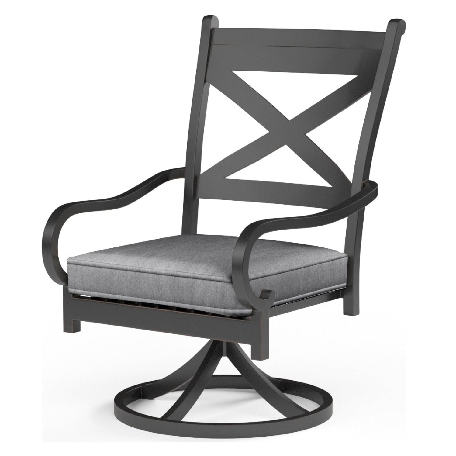 Sunset West Monterey Swivel Canvas Granite w/Self Welt Outdoor Swivel Dining Chair Set of 2