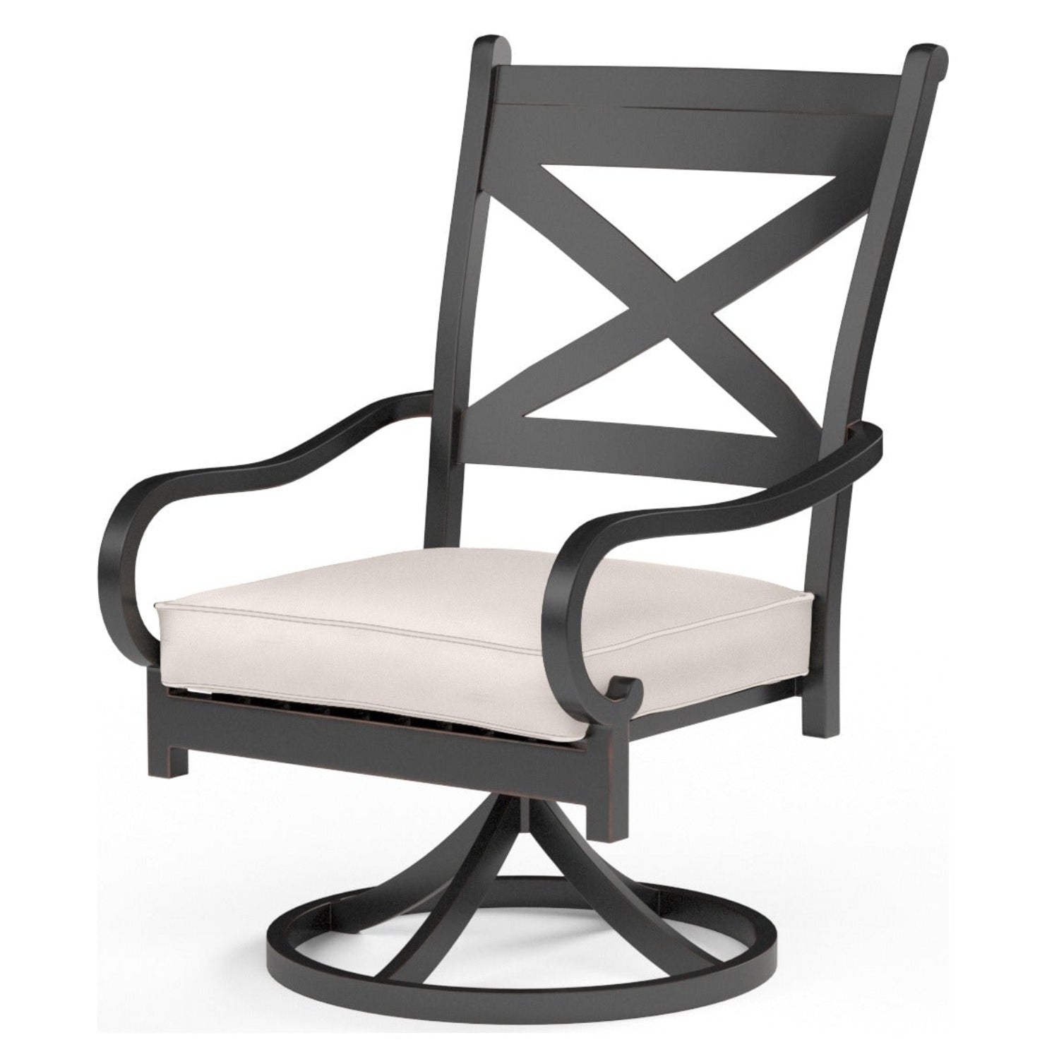 Sunset West Monterey Swivel Canvas Natural w/Self Welt Outdoor Swivel Dining Chair Set of 2
