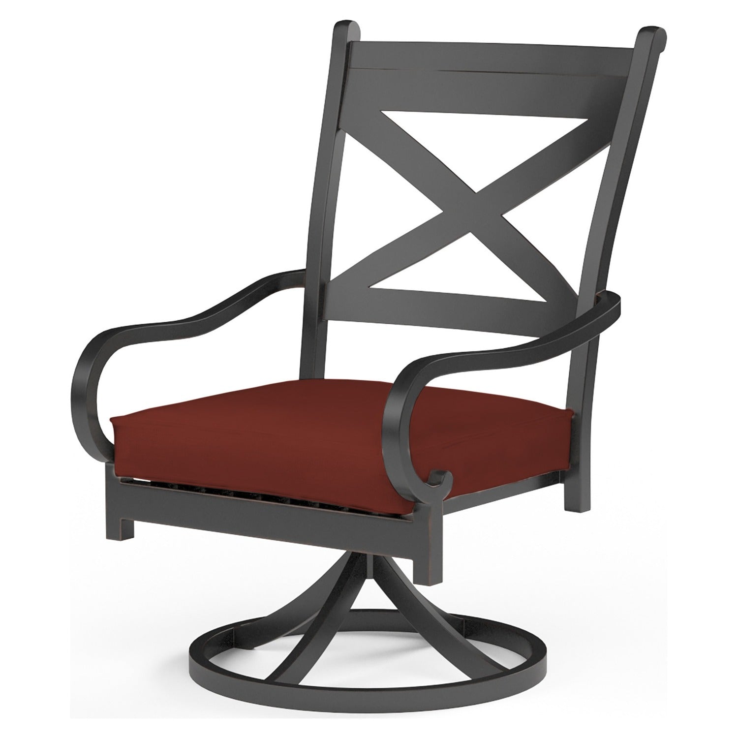 Sunset West Monterey Swivel Canvas Henna w/Self Welt Outdoor Swivel Dining Chair Set of 2