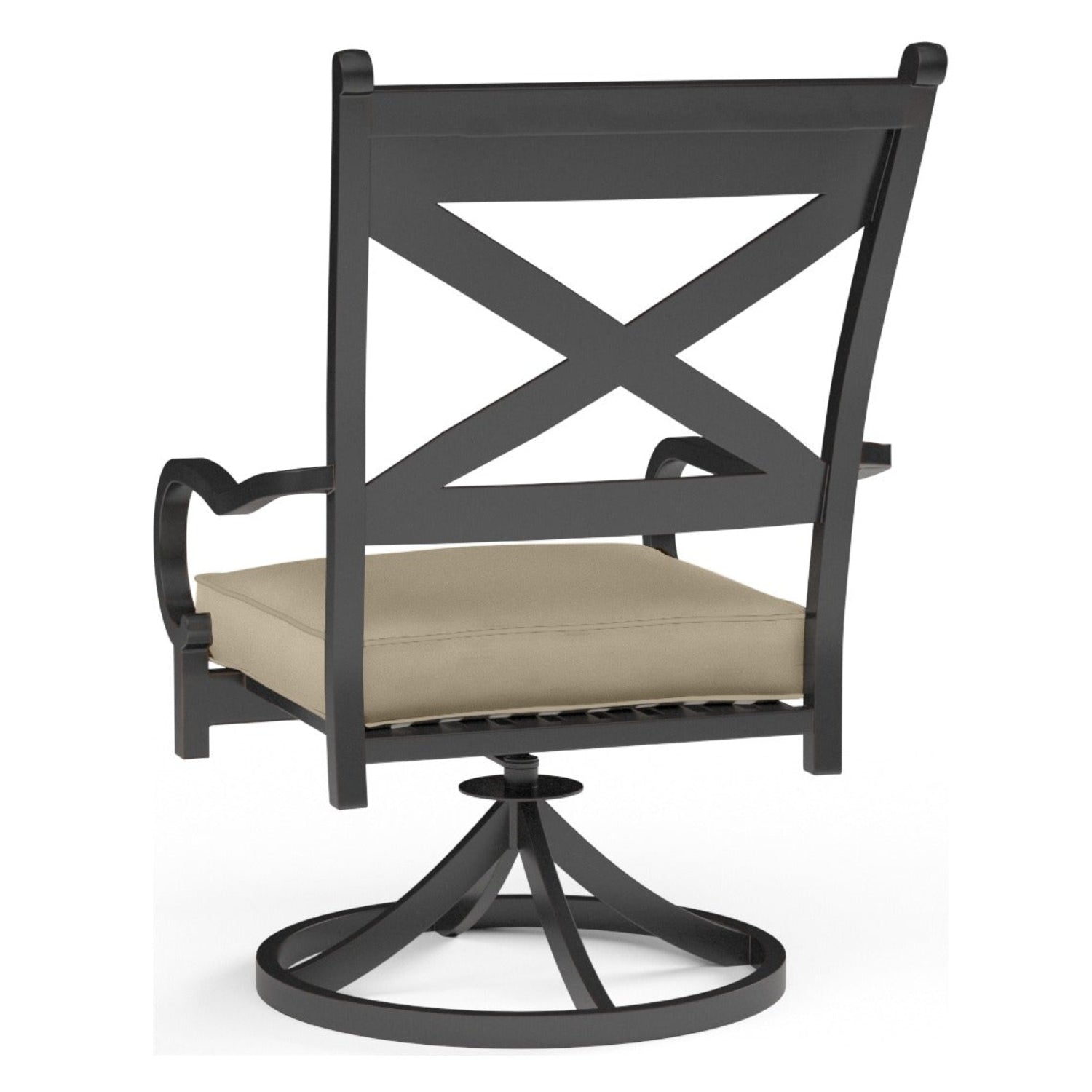 Sunset West Monterey Swivel Linen Stone w/Selt Welt Outdoor Swivel Dining Chair Set of 2
