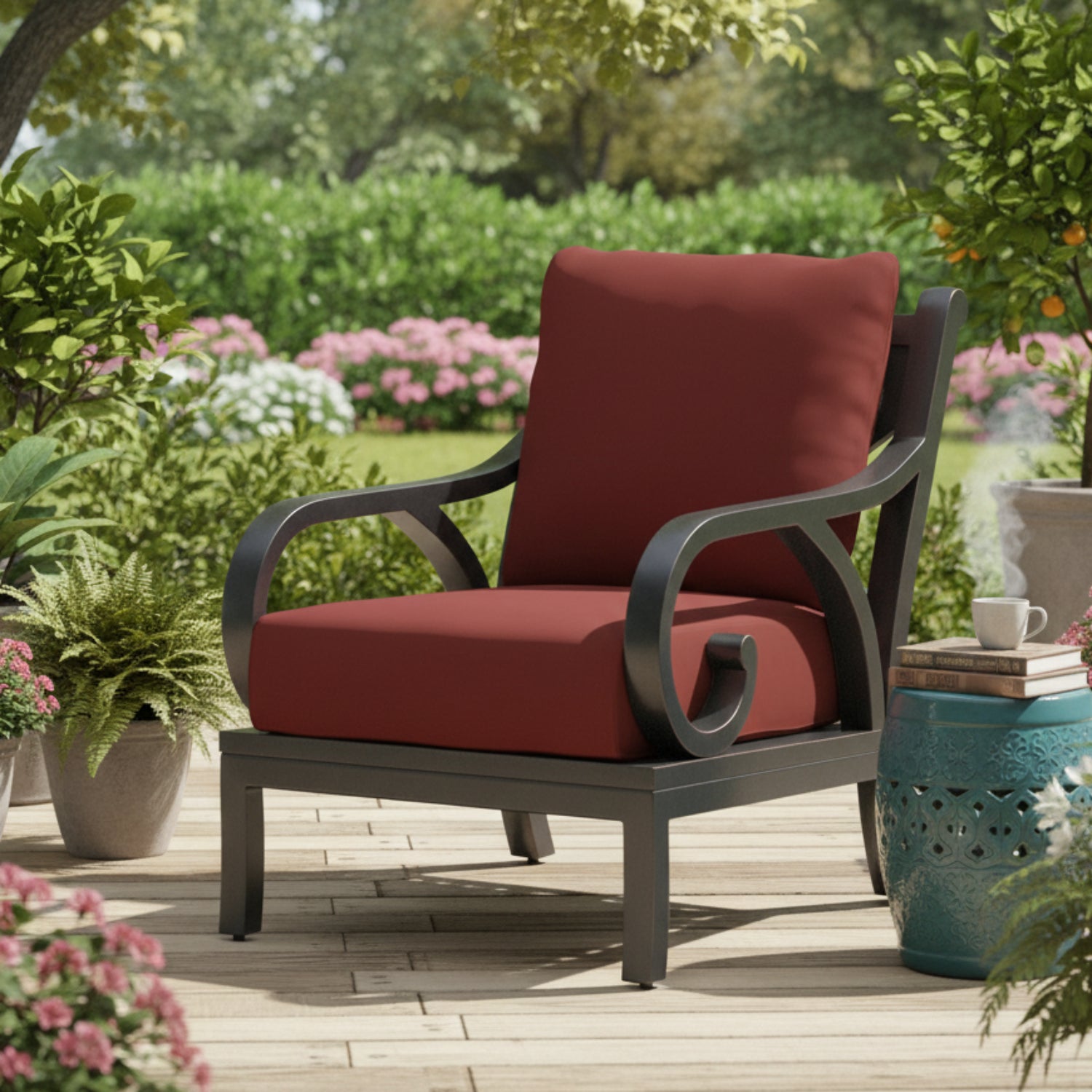 Sunset West Monterey Canvas Henna w/Self Welt Outdoor Club Chair