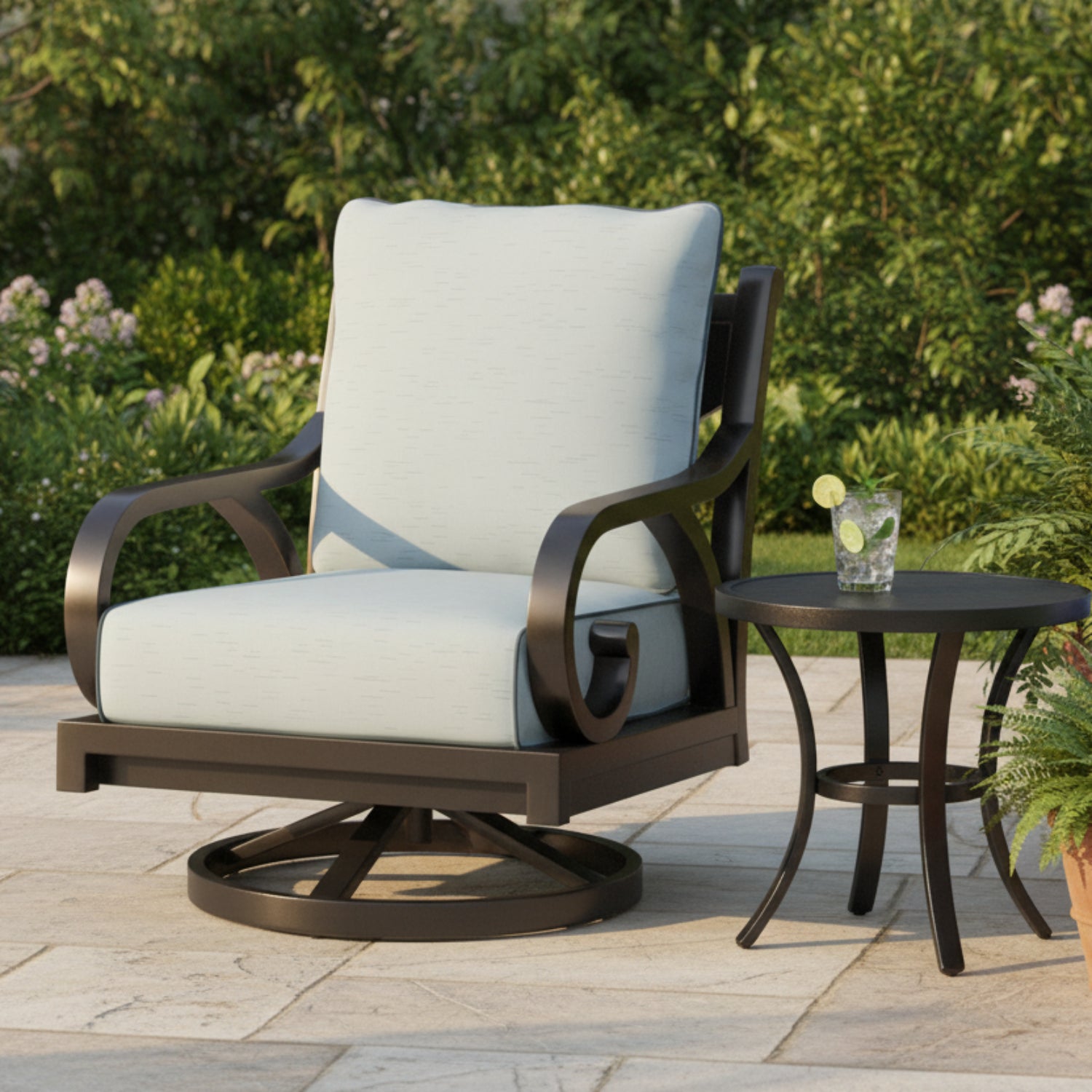 Sunset West Monterey Canvas Skyline w/Self Welt Swivel Outdoor Rocker