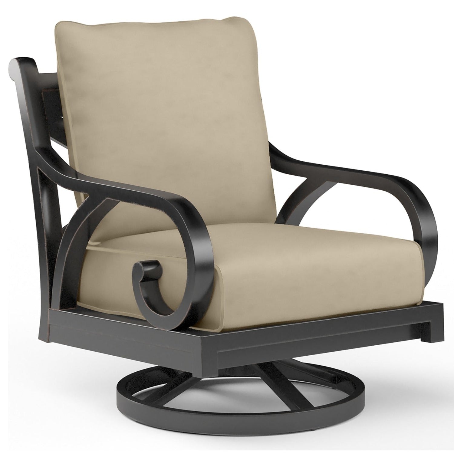 Sunset West Monterey Linen Stone w/Selt Welt Swivel Outdoor Rocker