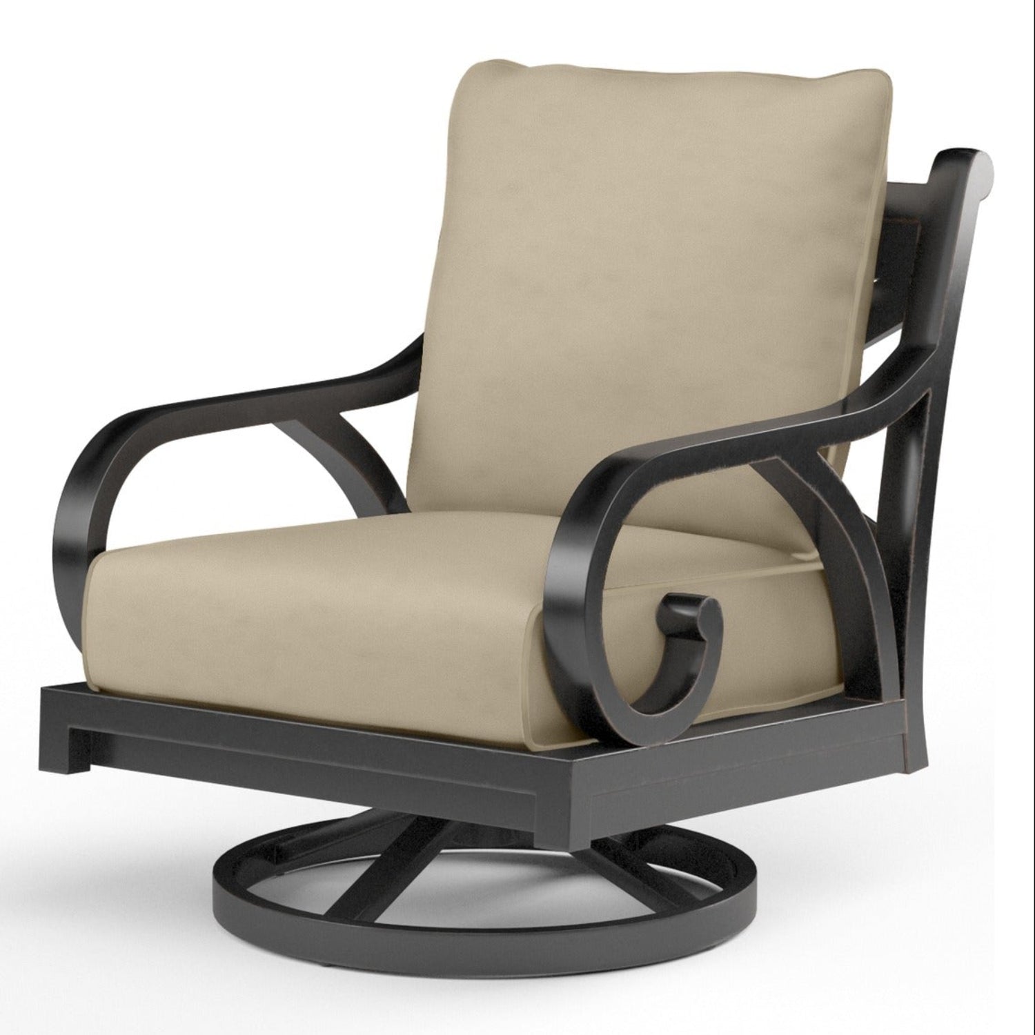 Sunset West Monterey Linen Stone w/Selt Welt Swivel Outdoor Rocker