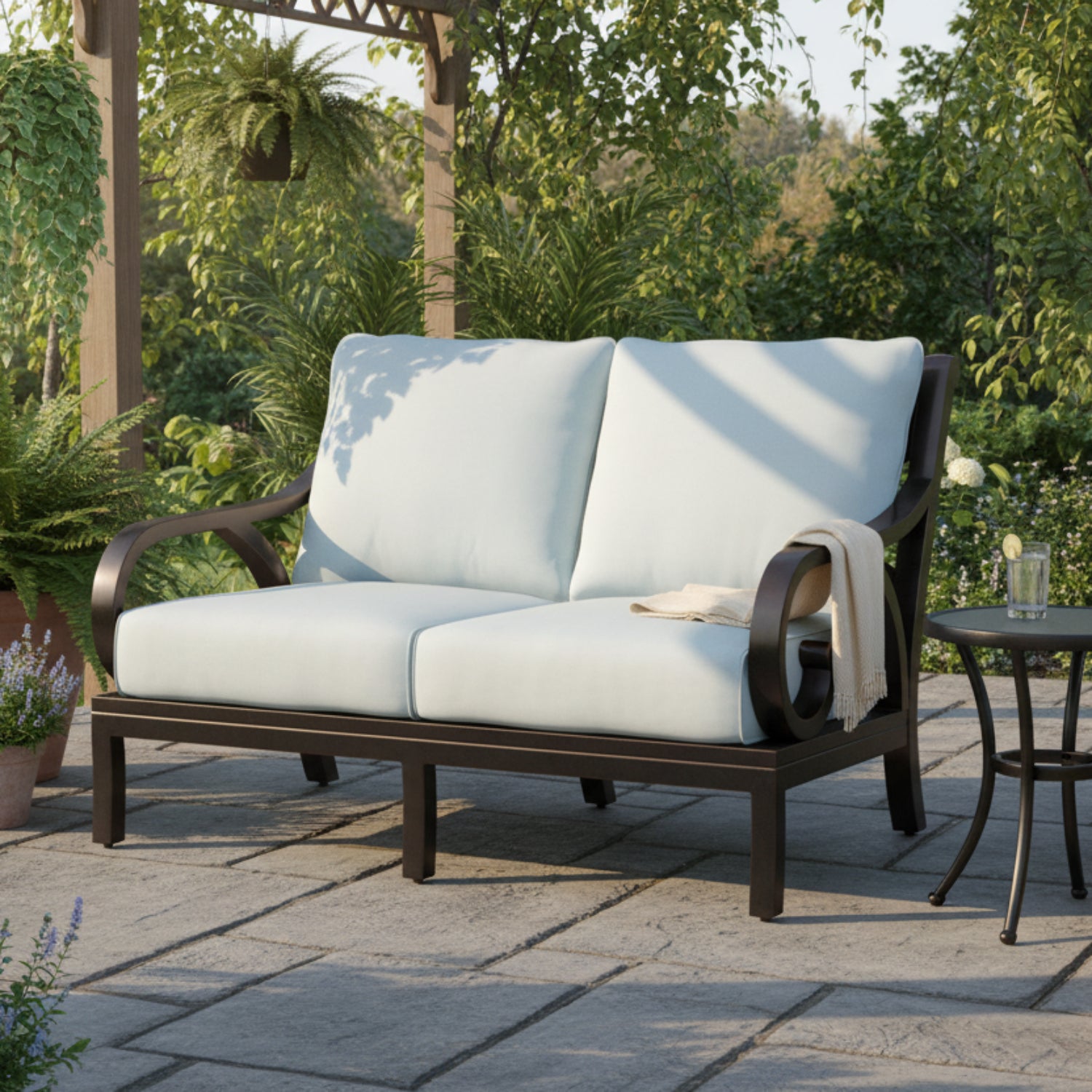Sunset West Monterey Canvas Skyline w/Self Welt Outdoor Loveseat