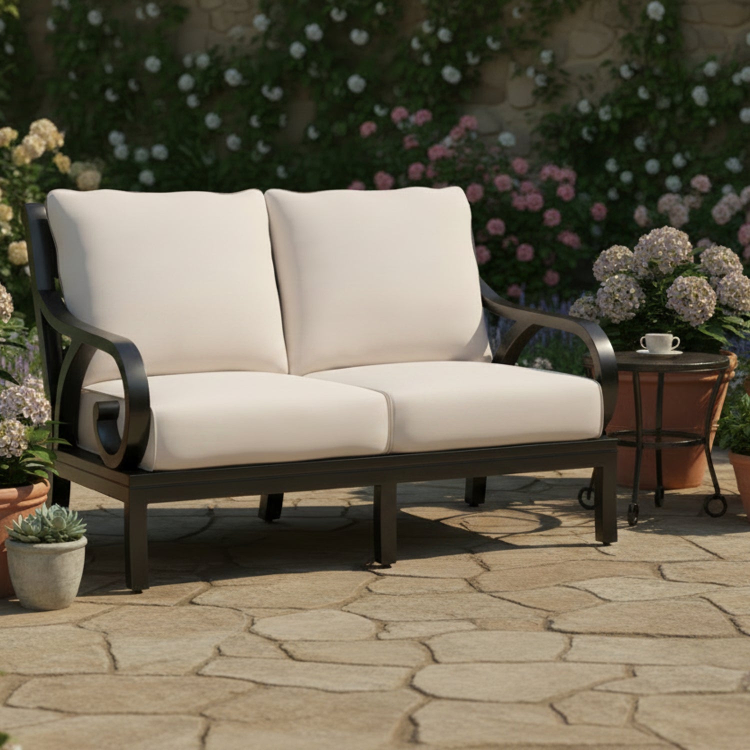 Sunset West Monterey Canvas Natural w/Self Welt Outdoor Loveseat