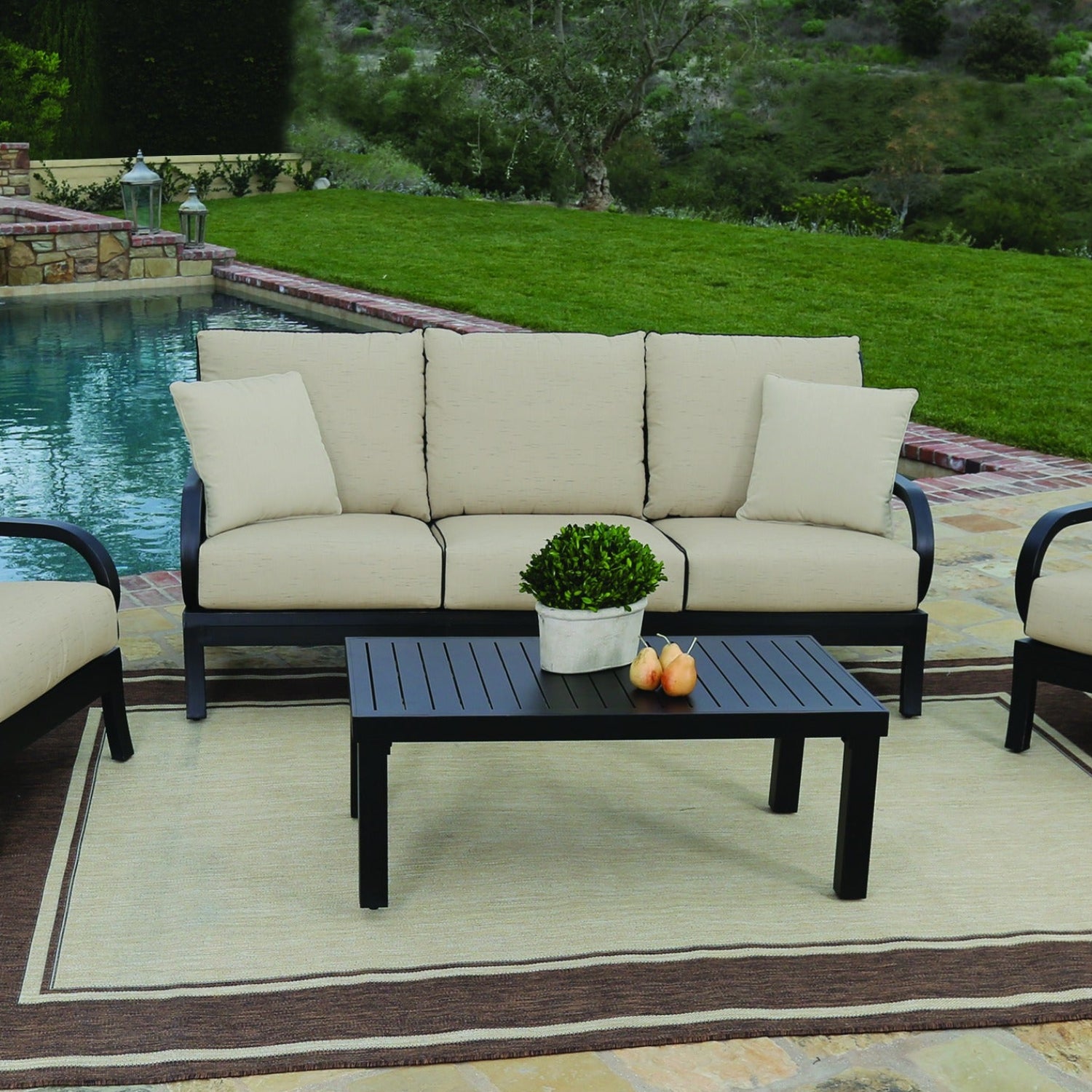 Sunset West Monterey Canvas Natural w/Self Welt Outdoor Sofa