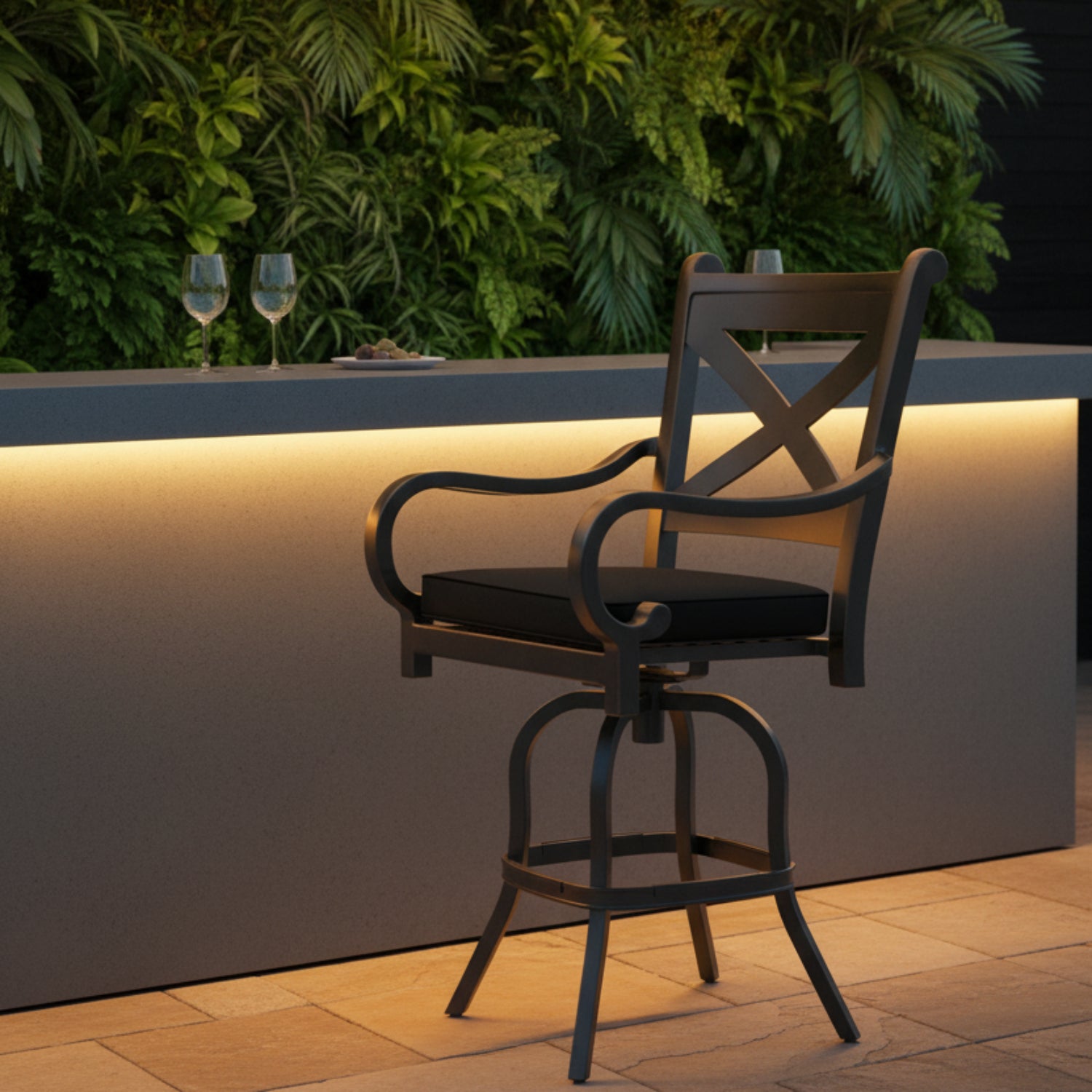 Sunset West Monterey Spectrum Carbon w/Self Welt Outdoor Barstool