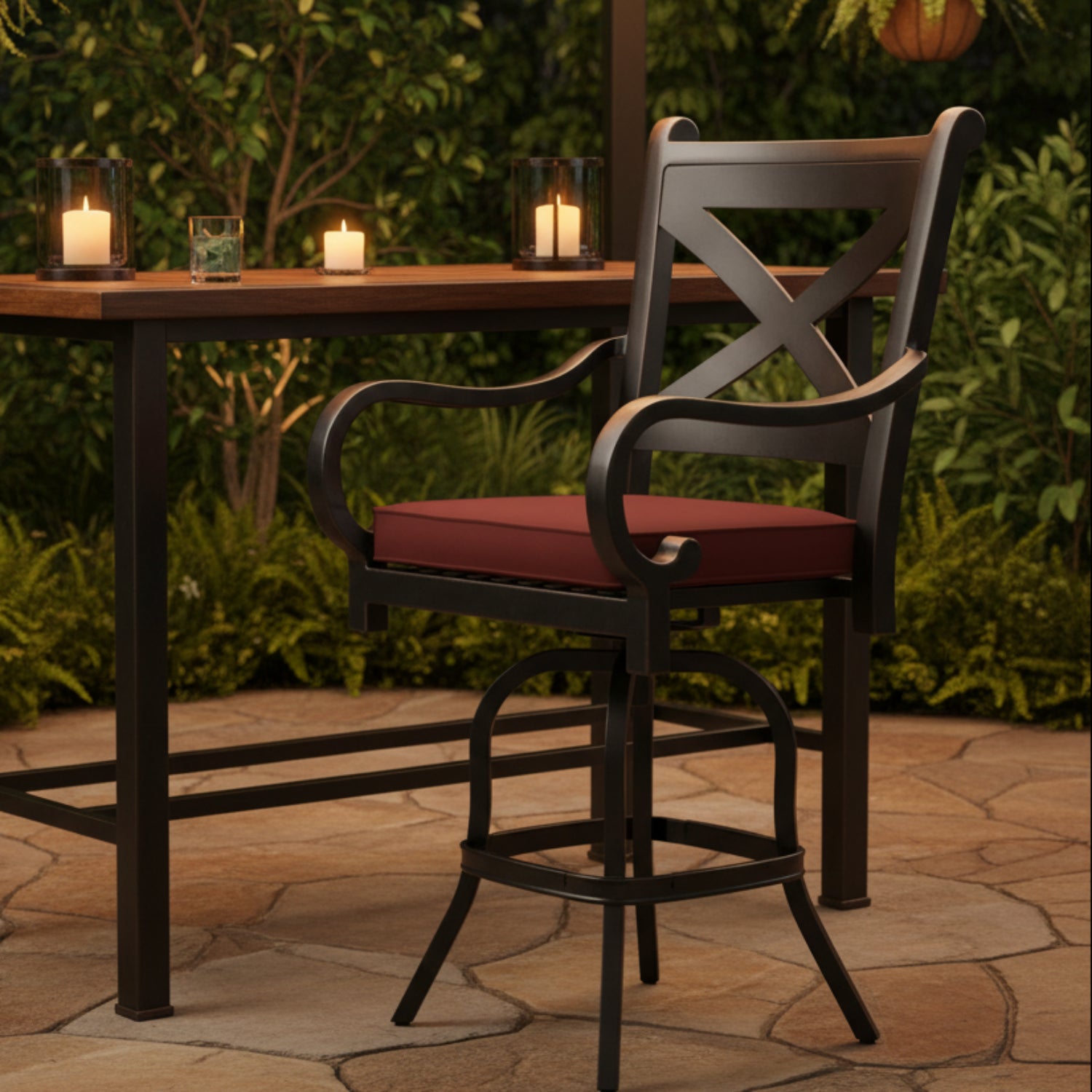 Sunset West Monterey Canvas Henna w/Self Welt Outdoor Counter Stool