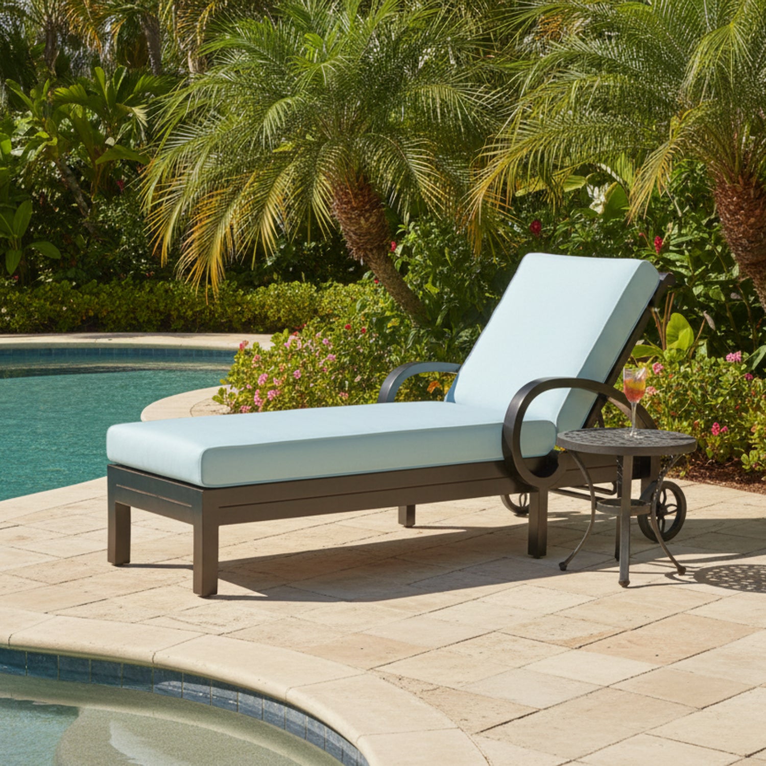 Sunset West Monterey Canvas Skyline w/Self Welt Outdoor Chaise Lounge