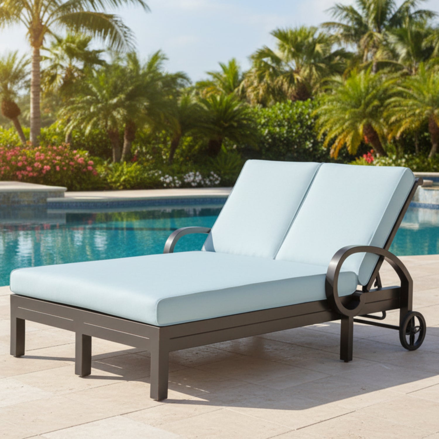 Sunset West Monterey Canvas Skyline w/Self Welt Double Outdoor Chaise